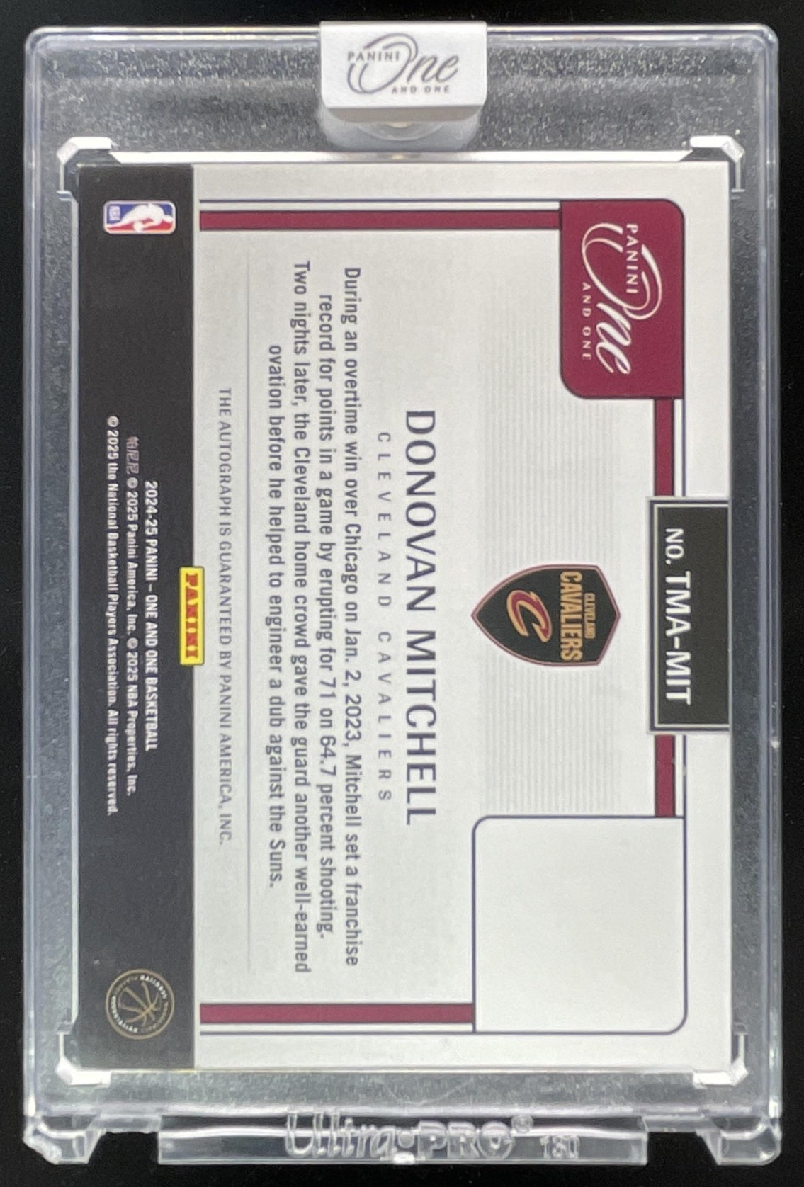 2024-25 Panini One and One Timeless Moments Purple #5 Donovan Mitchell Auto /35