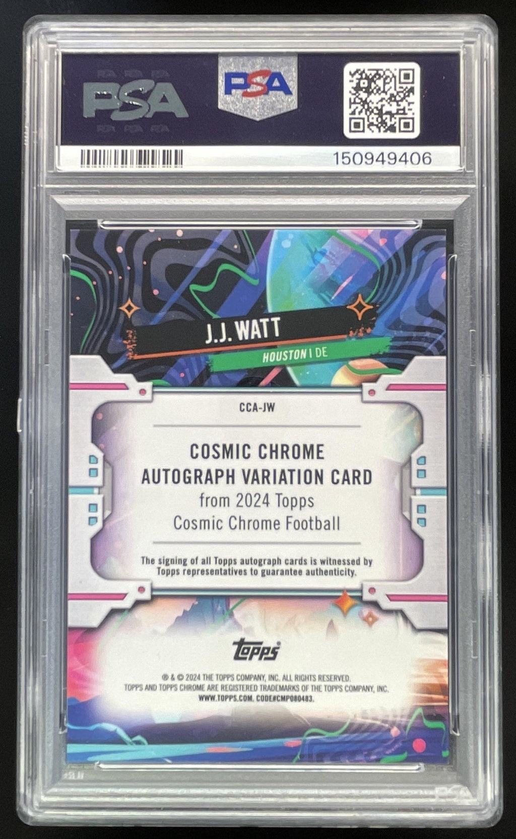 2024 Topps Cosmic Chrome Cosmic Chrome Red Flare s #JW J.J. Watt Auto /5 PSA 10