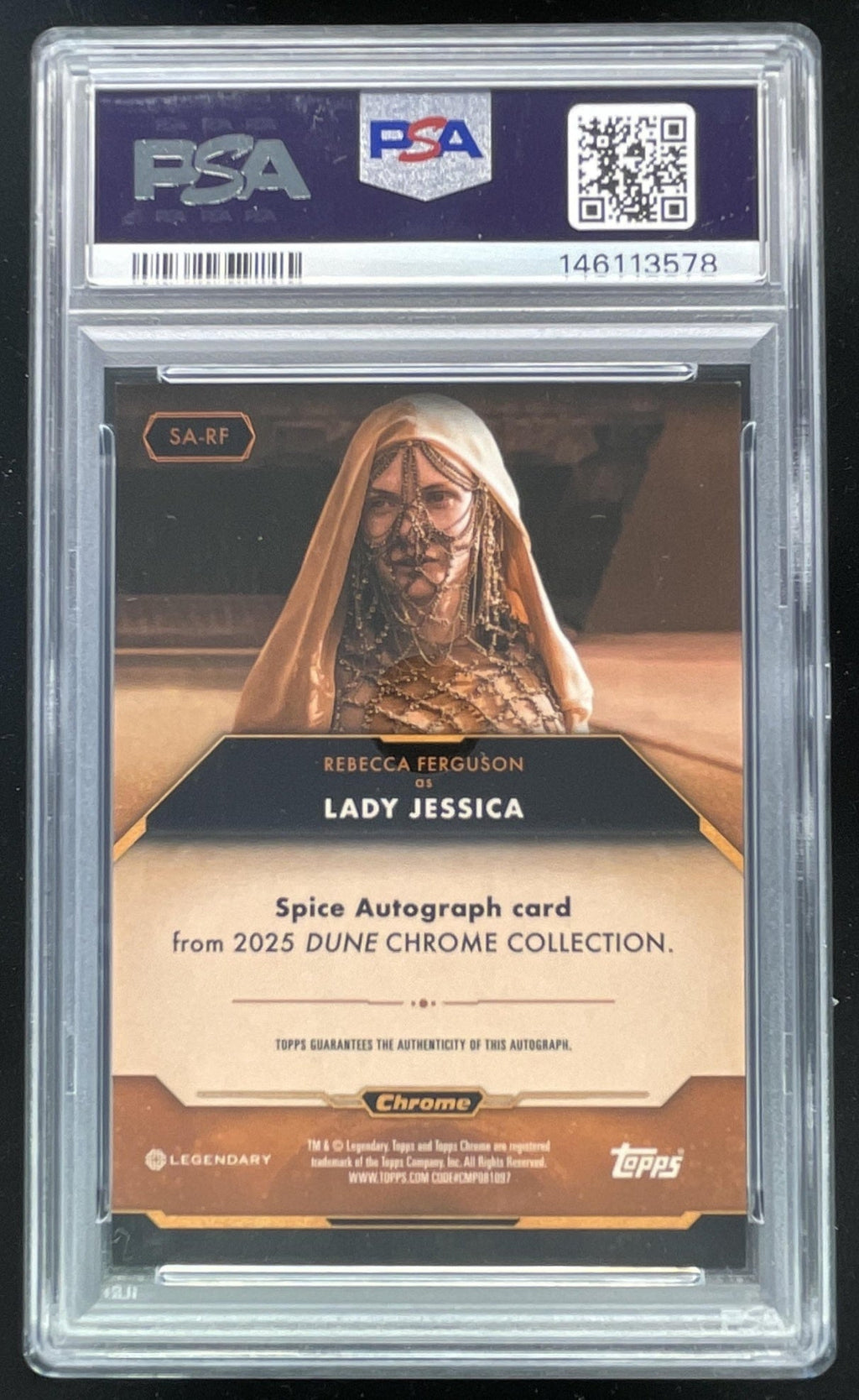 2024 Topps Chrome Dune Spice Orange #SA-RF Rebecca Ferguson Auto /25 PSA 9