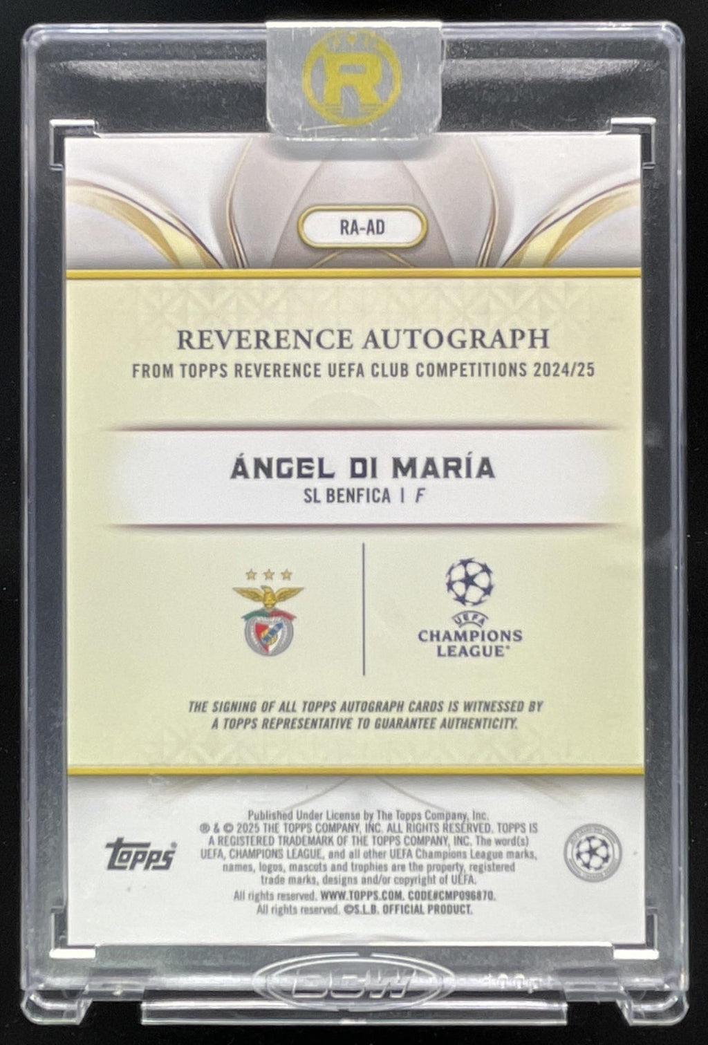 2024-25 Topps Reverence Blue #RA-AD Angel Di Maria Autograph Auto /75