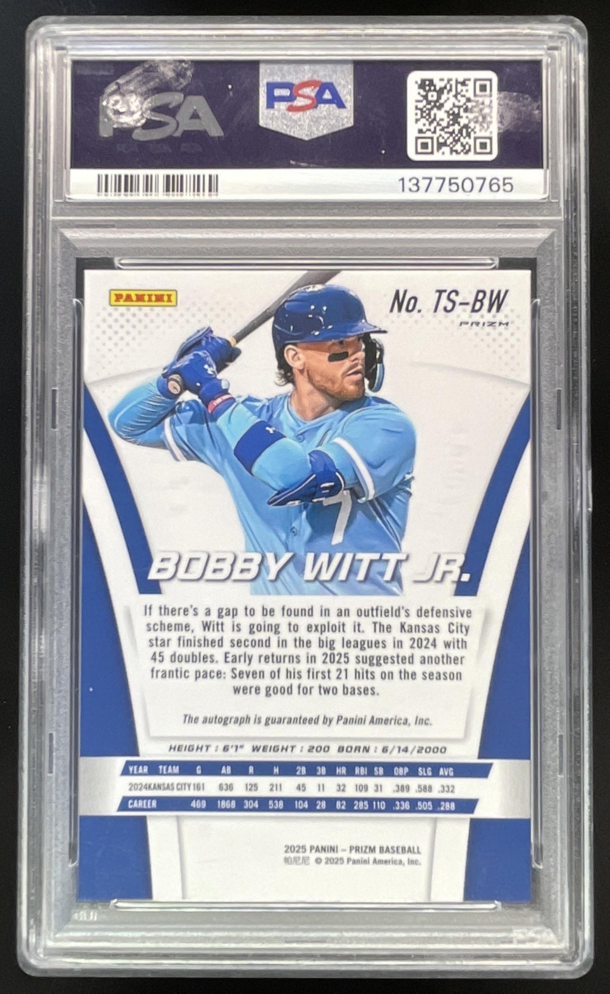 2025 Panini Prizm Throwback Signatures Bobby Witt Jr. Autograph Auto PSA 10
