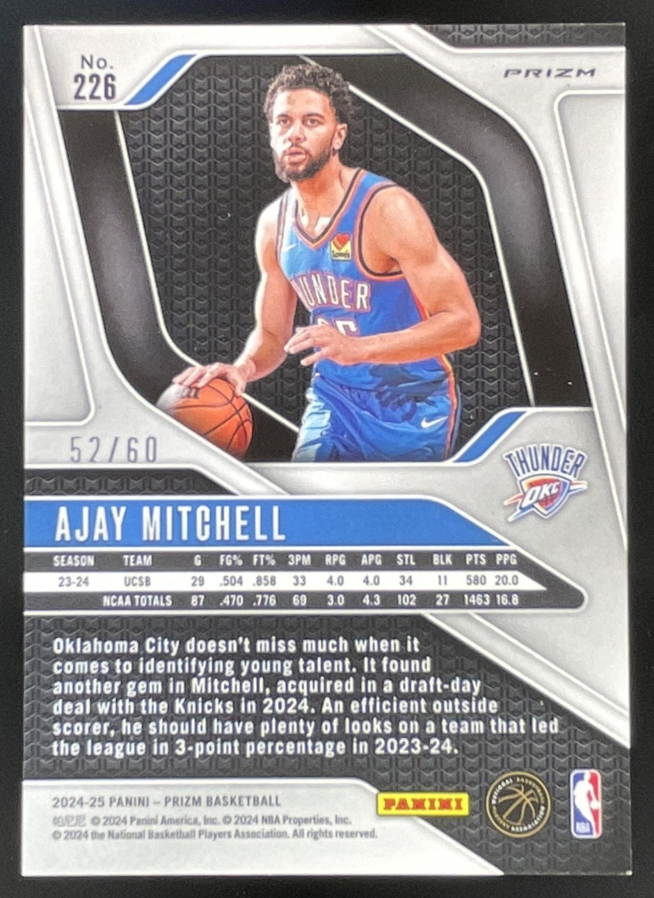 2024-25 Panini Prizm Orange Wave Prizm #226 Ajay Mitchell RC /60