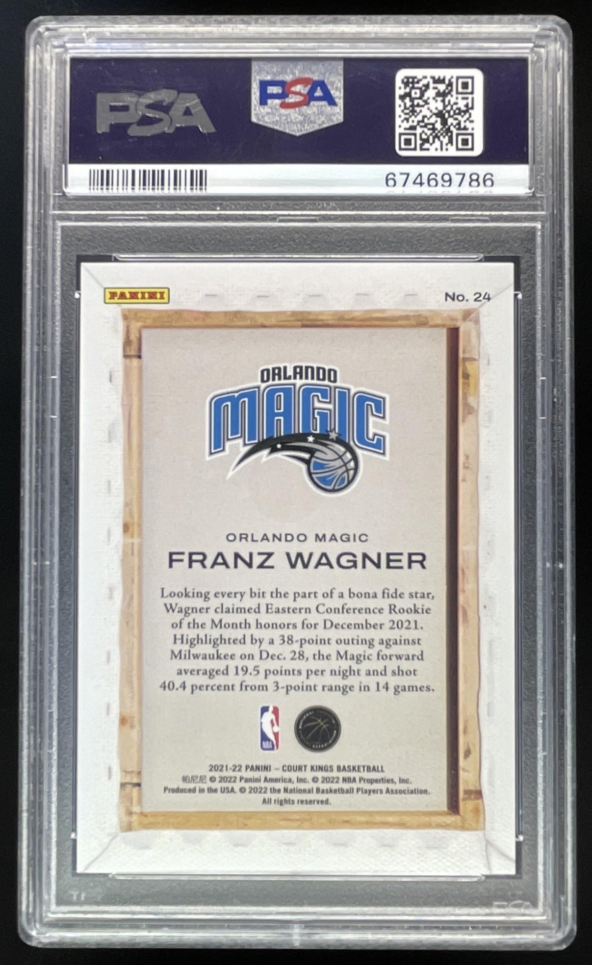 2021-22 Panini Court Kings Blank Slate #24 Franz Wagner RC PSA 10