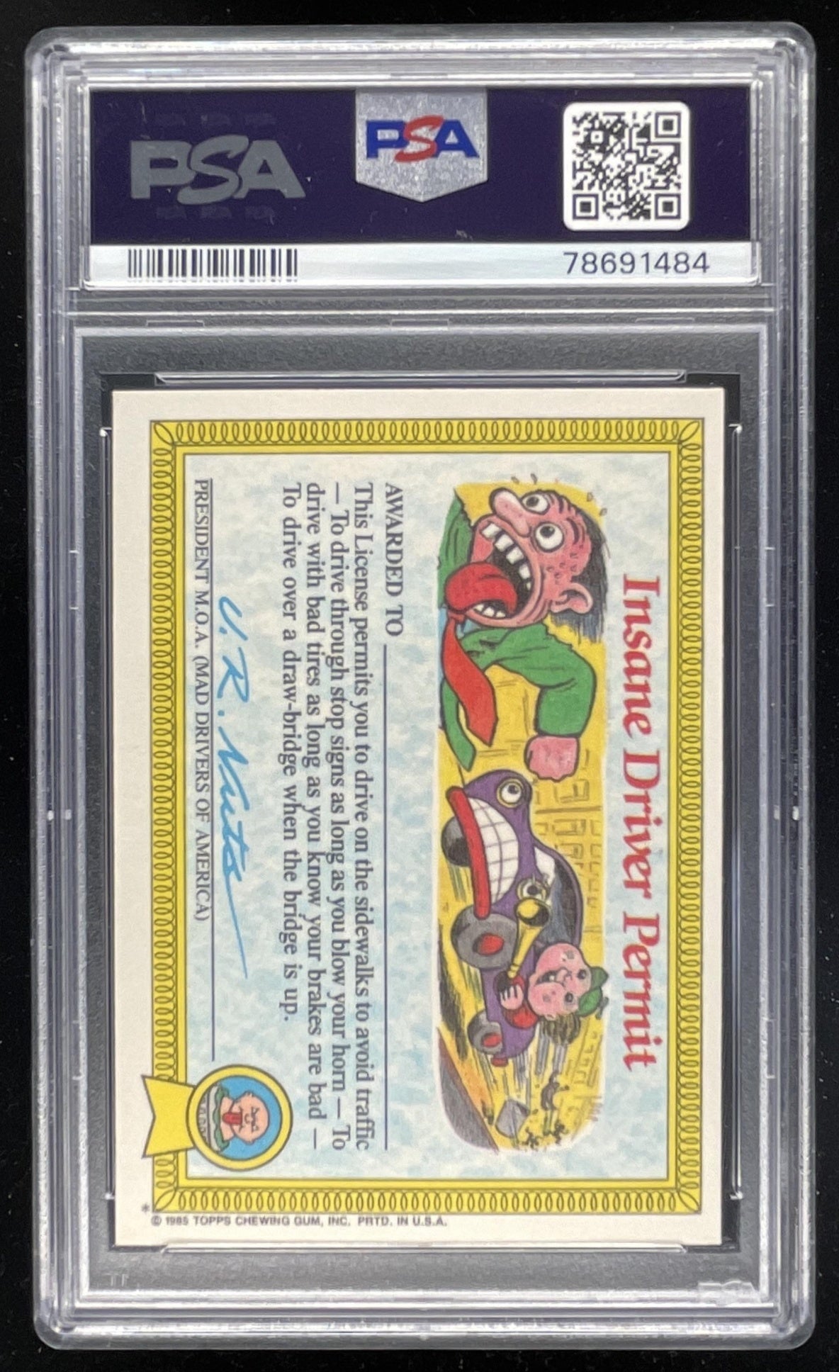 1985 Topps Garbage Pail Kids Stickers #18a Cranky Frankie PSA 9