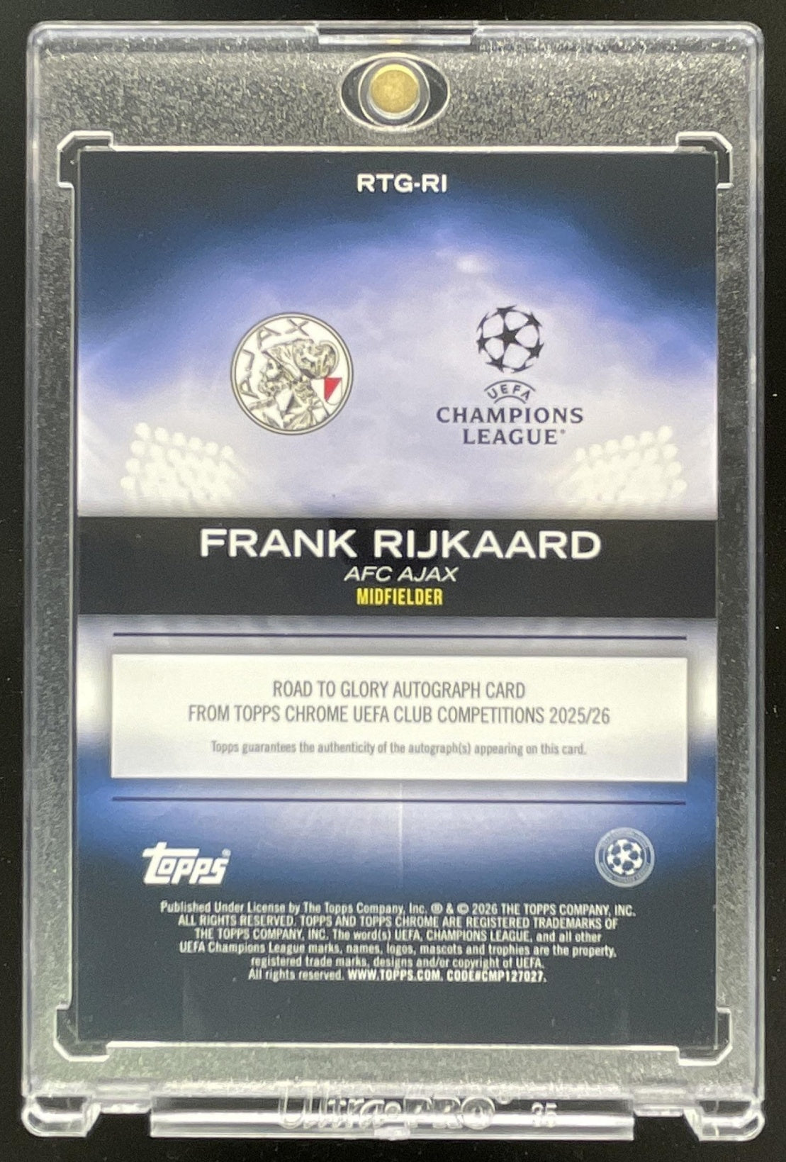 2025 Topps Chrome UEFA CC Road to Glory Orange #RTG-RI Frank Rijkaard Auto /25