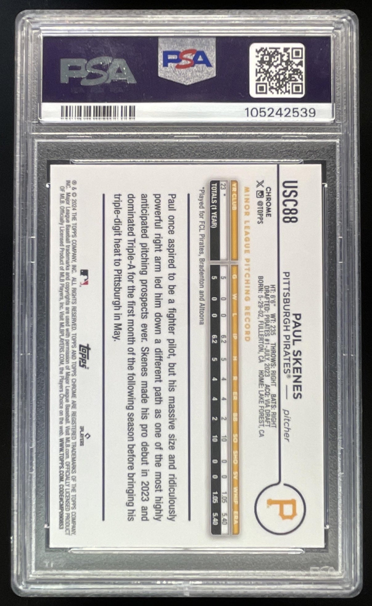 2024 Topps Chrome Update Image Variations #USC88 Paul Skenes RC PSA 9