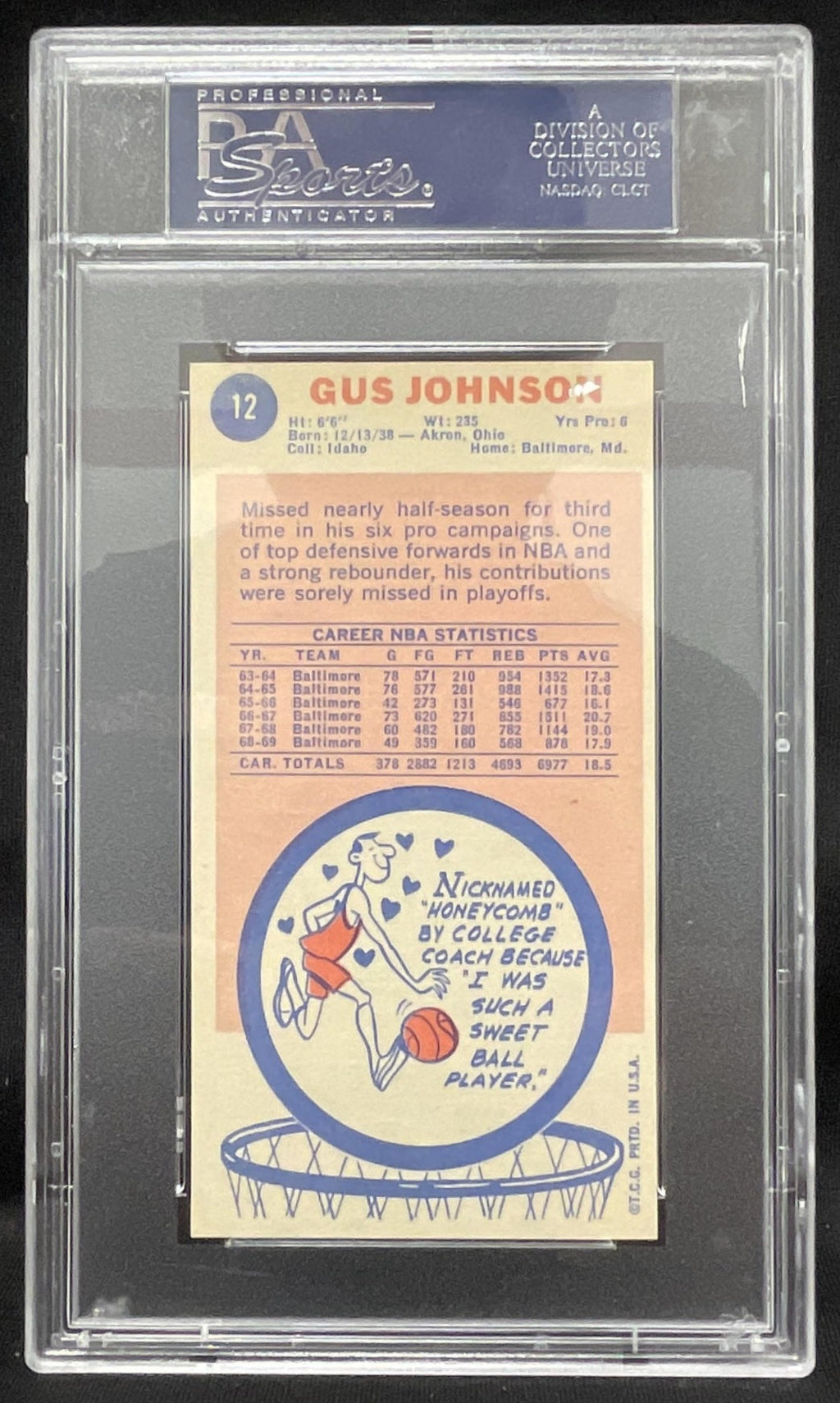 1969-70 Topps #12 Gus Johnson RC PSA 8