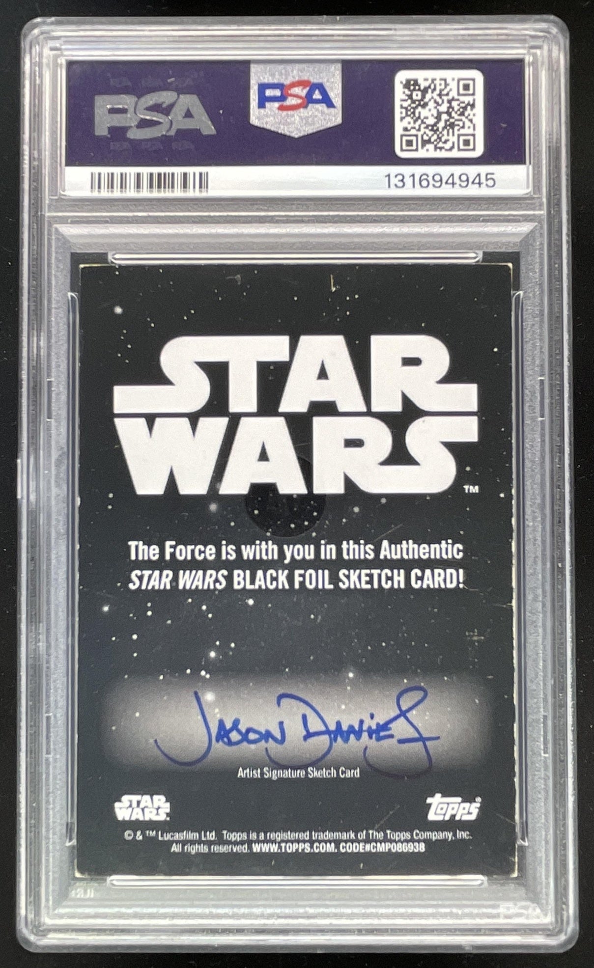2024-25 Topps Star Wars Black Sketch Art Jason Davies Auto 1/1 PSA 6