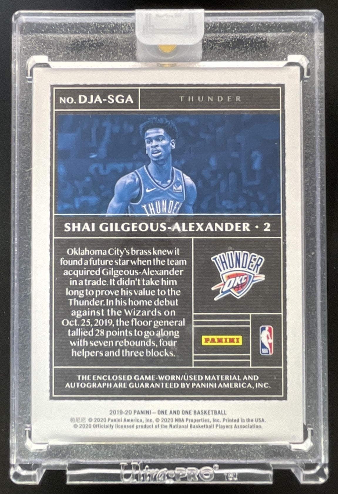 2019-20 One and One Dual Jersey Red #DJA-SGA Shai Gilgeous-Alexander Auto /25