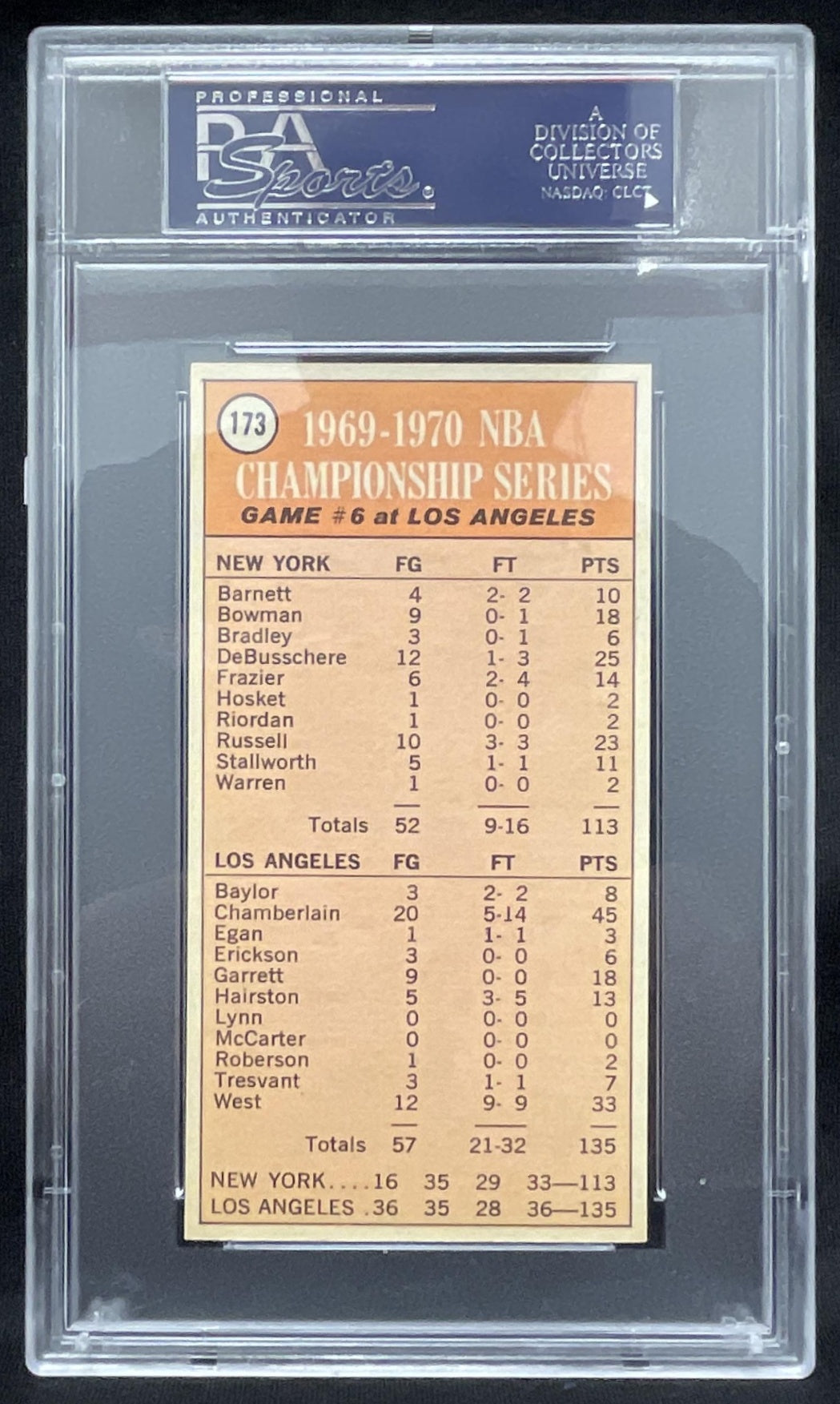 1970 Topps #173 Playoff Game 6 Wilt Chamberlain PSA 9