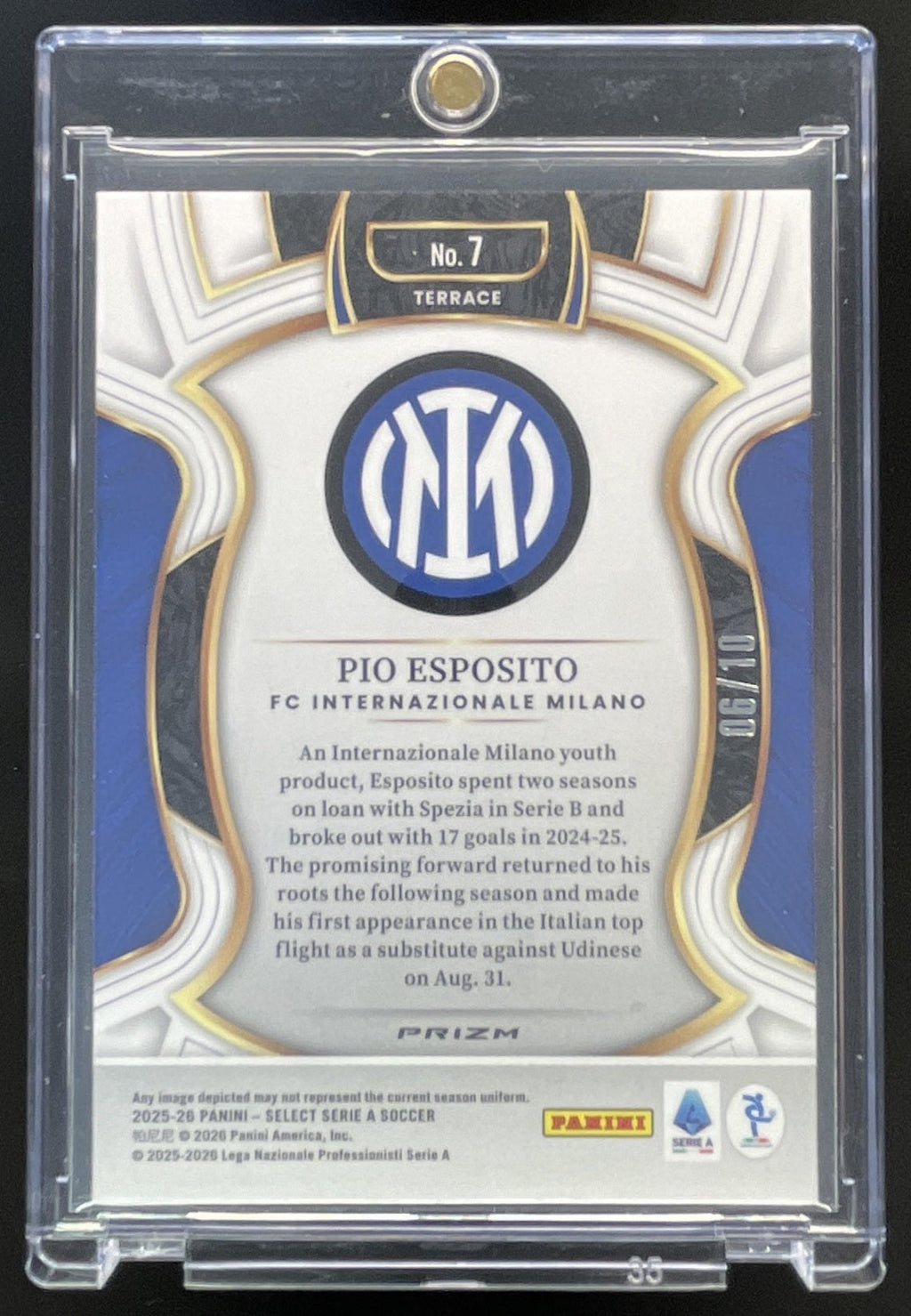 2025-26 Panini Select Serie A Terrace Gold #7 Pio Esposito /10