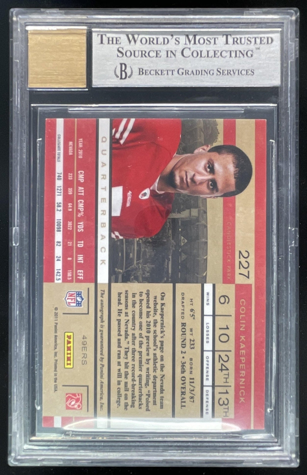 2011 Panini Playoff Contenders #227 Colin Kaepernick RC Auto BGS 9