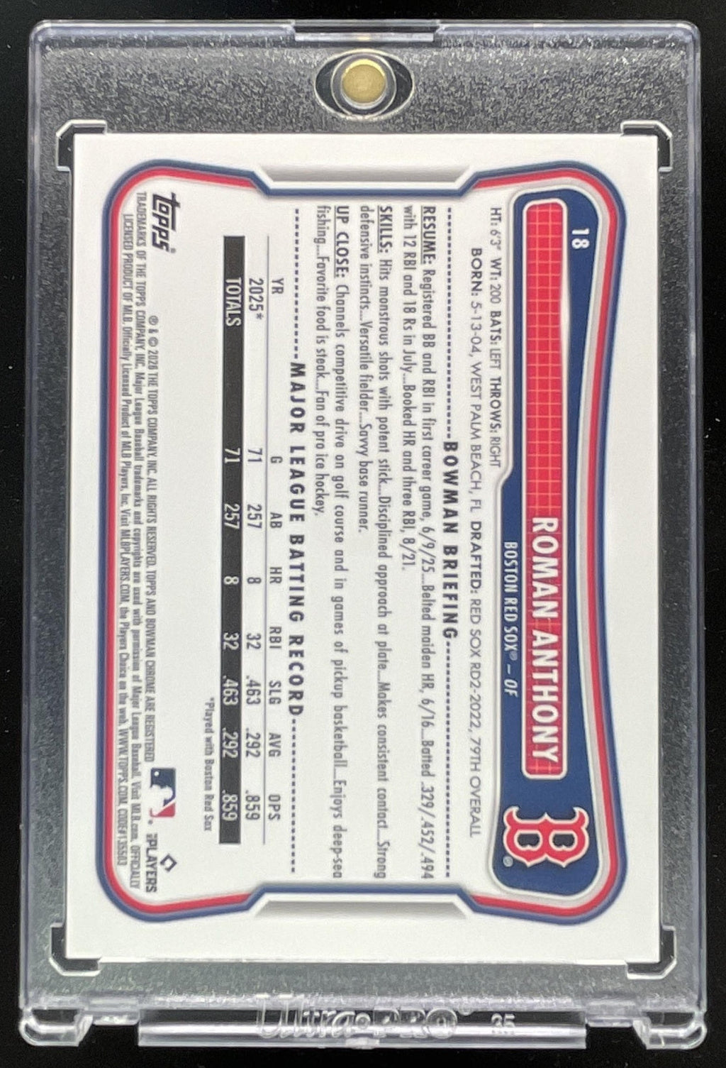 2026 Bowman Etched In Glass Variation #18 Roman Anthony RC SSP