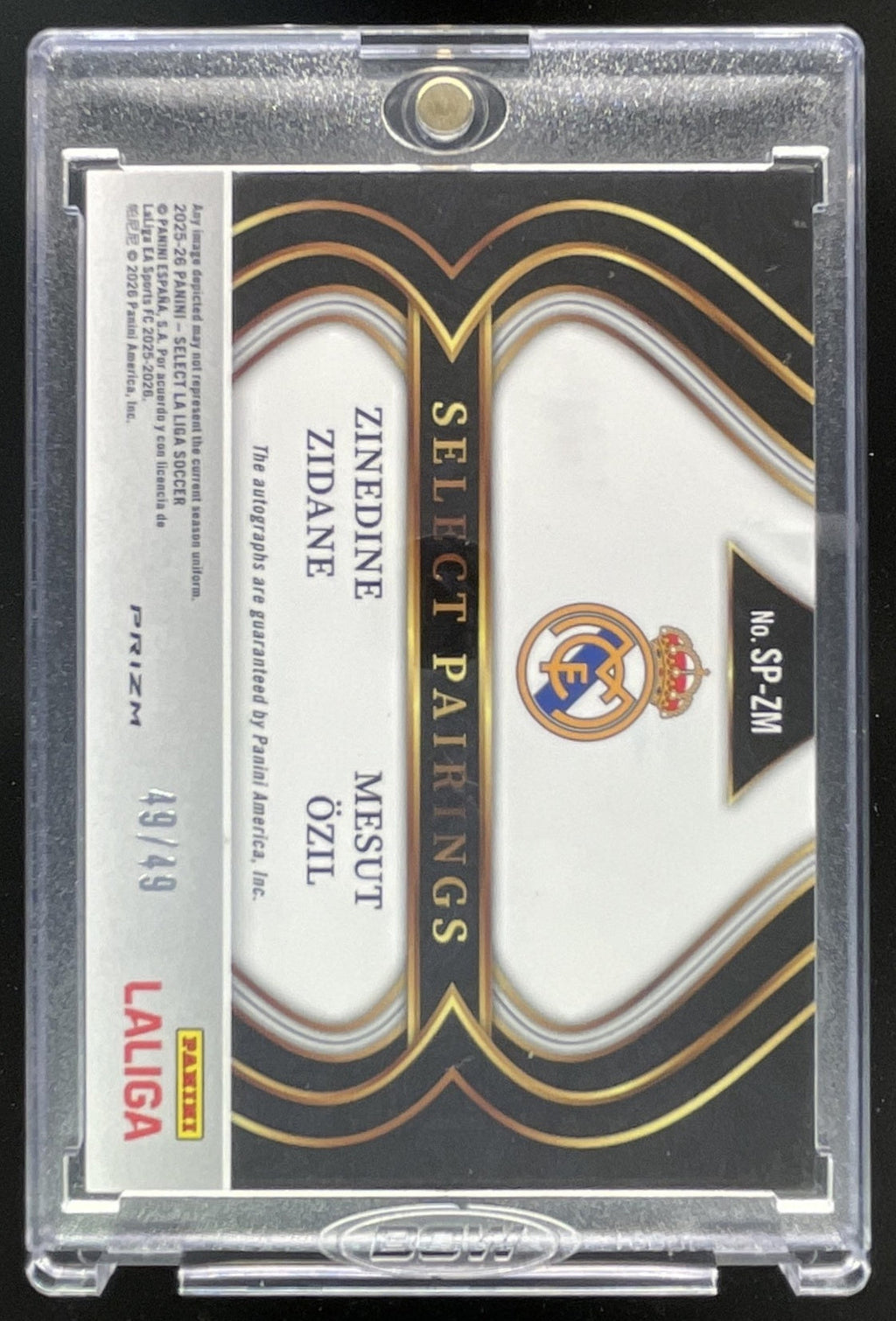 2025-26 Select La Liga Pairings Purple Prizm #9 Zinedine Zidane Mesut Ozil /49