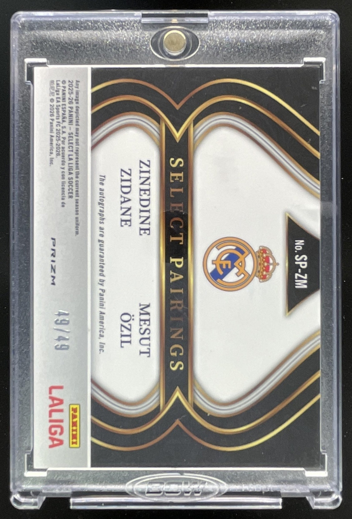 2025-26 Select La Liga Pairings Purple Prizm #9 Zinedine Zidane Mesut Ozil /49