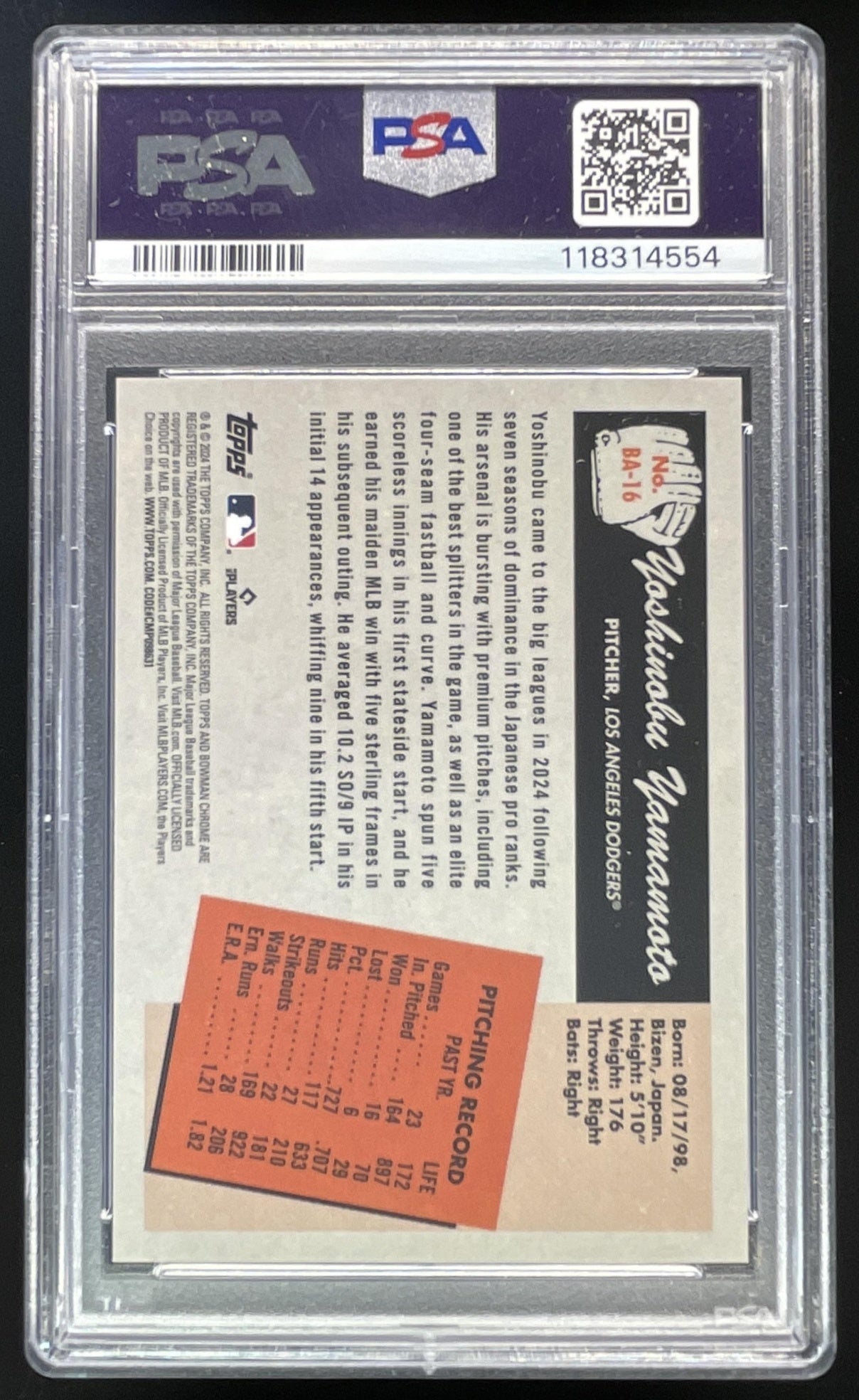 2024 Bowman Bowman's Best 1955 Bowman Anime #BA-16 Yoshinobu Yamamoto RC PSA 10