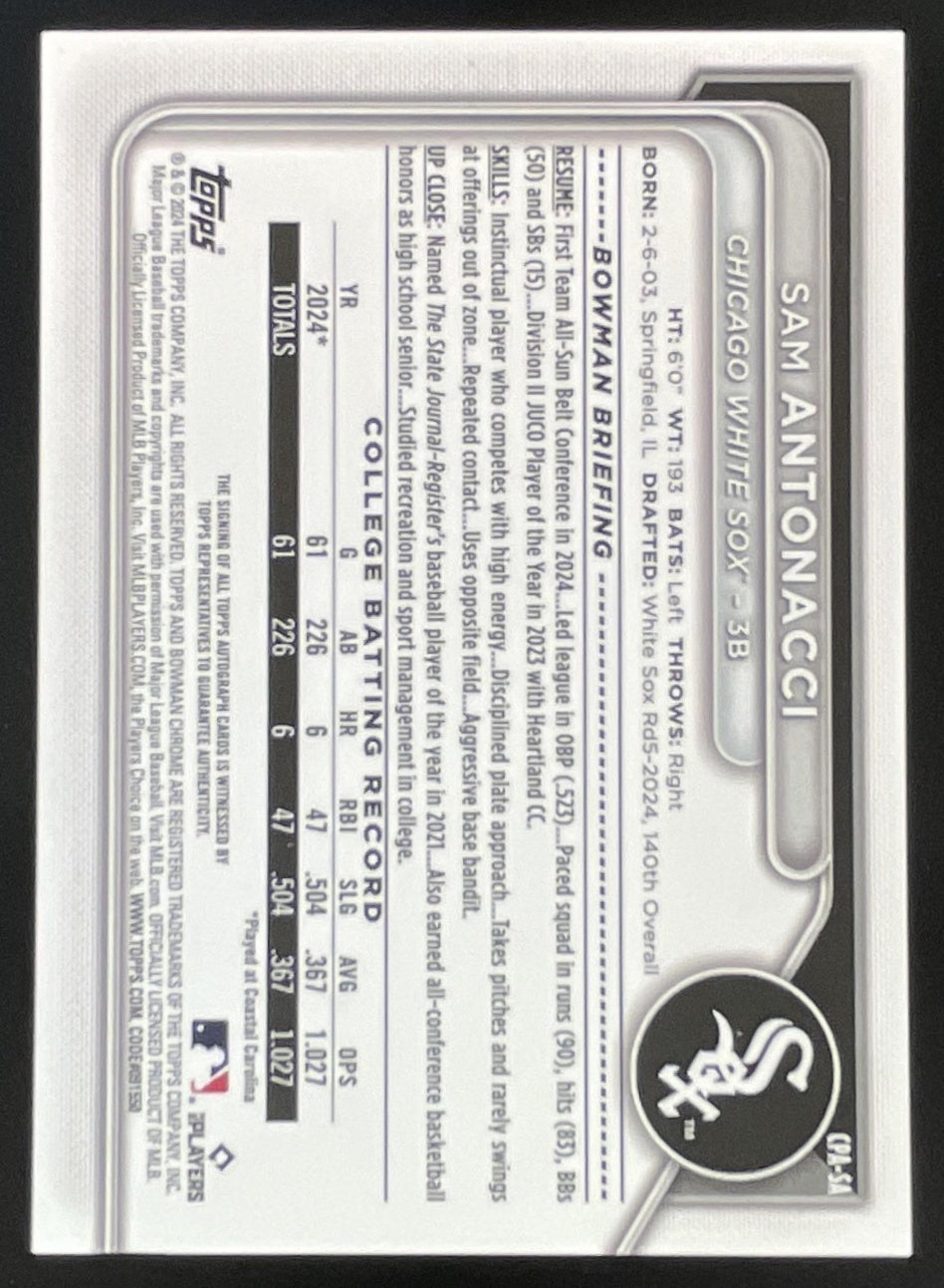 2024 Bowman Draft Chrome Prospect Aqua Lava  #CPA-SA Sam Antonacci RC Auto /199