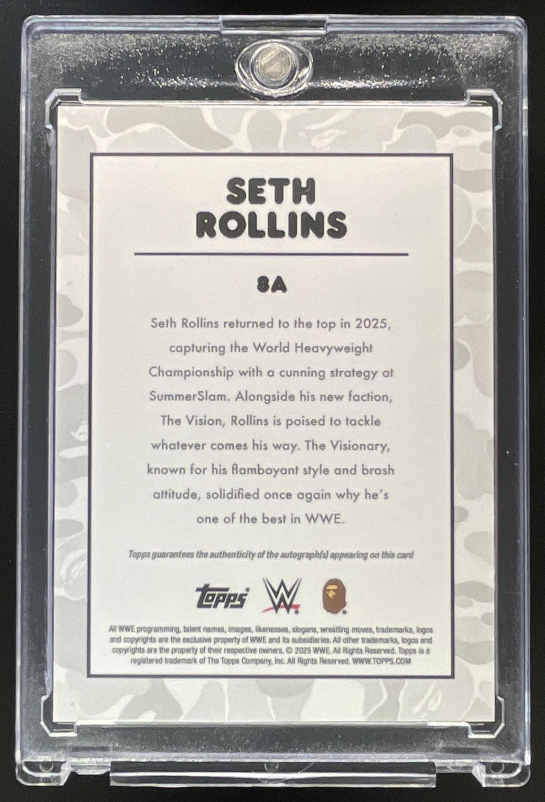 2025 Topps WWE x Bape Autographs Multi Camo #8A Seth Rollins Autograph Auto /5
