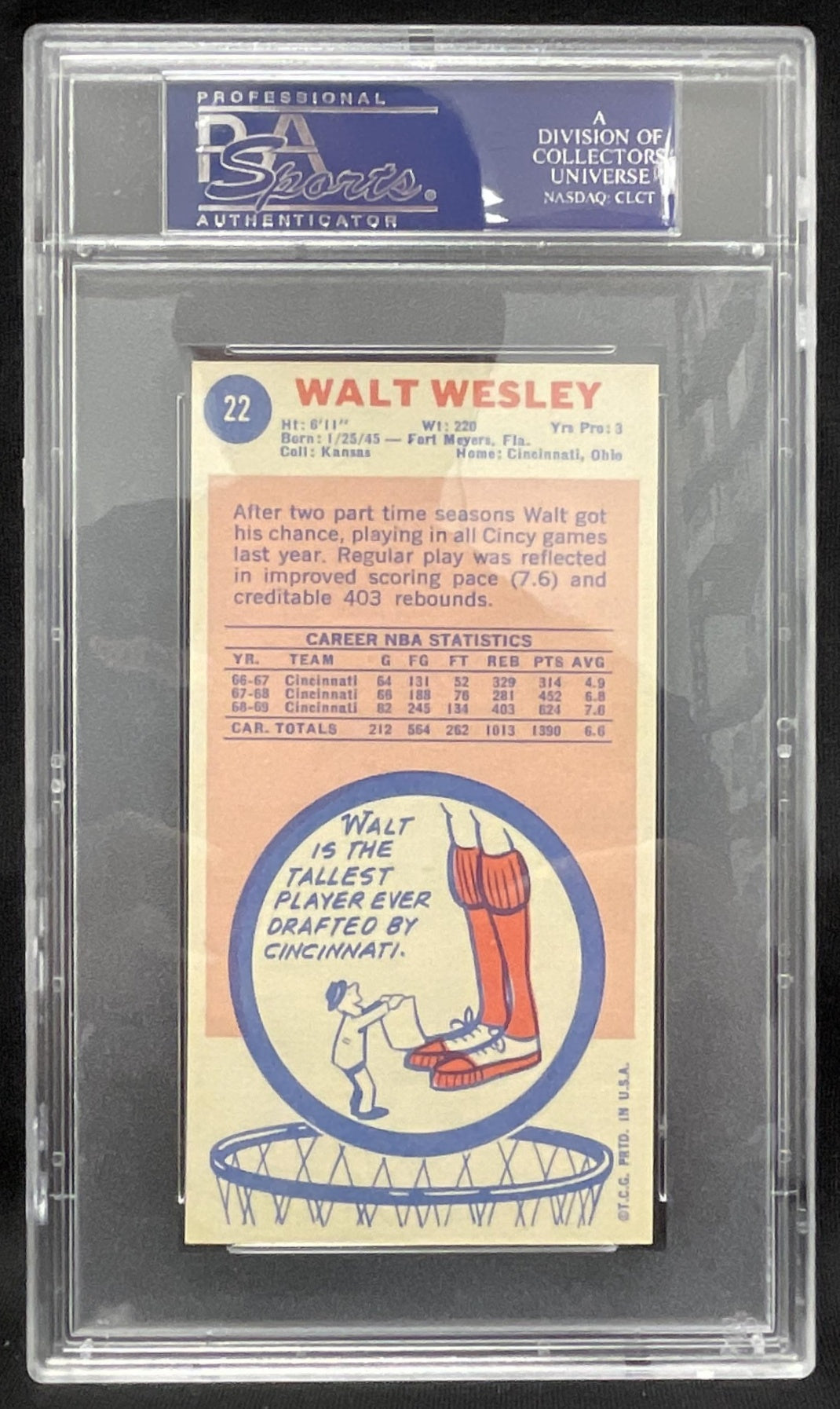 1969-70 Topps #22 Walt Wesley RC PSA 8