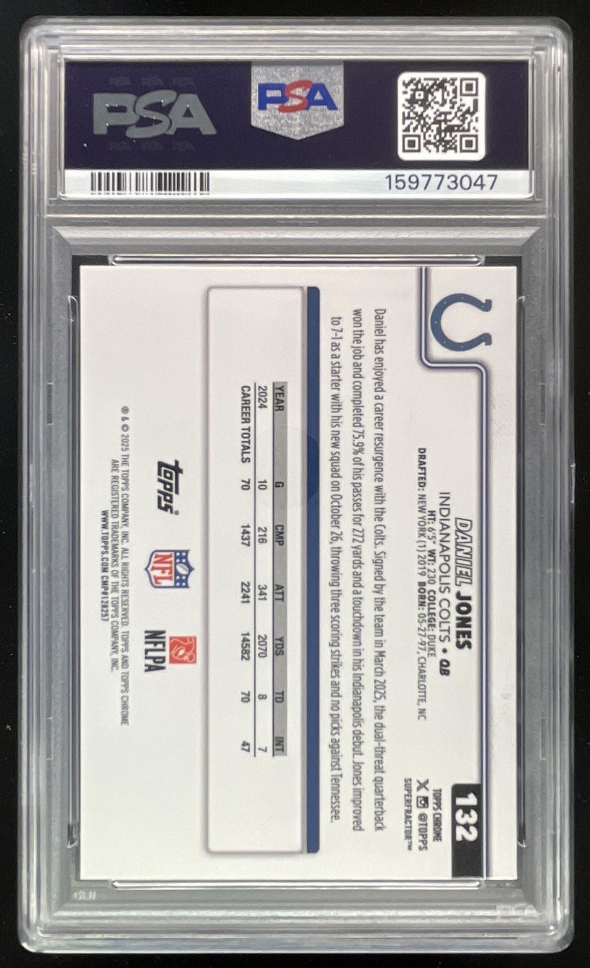2025 Topps Chrome SuperFractor #132 Daniel Jones 1/1 PSA 10
