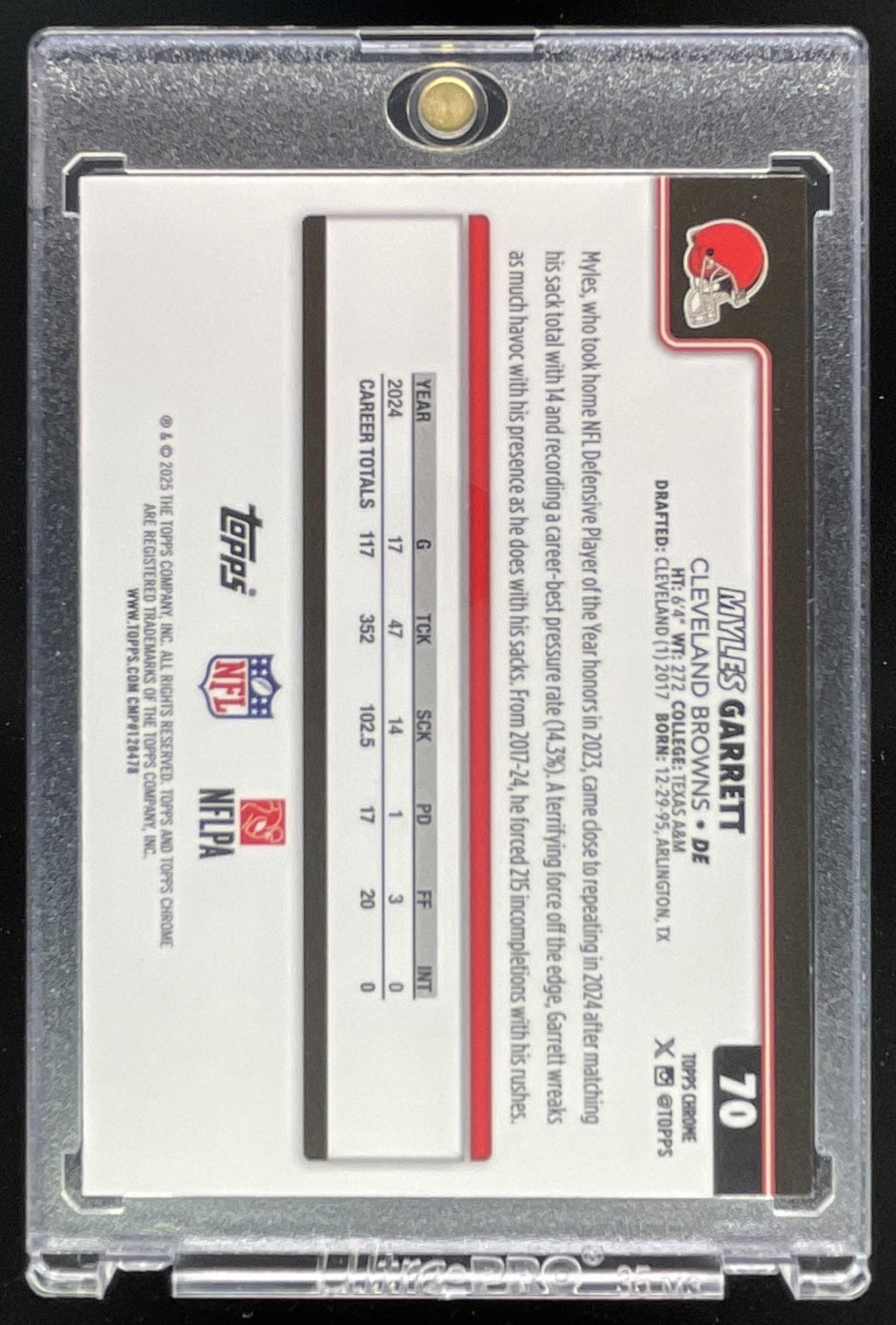 2025 Topps Chrome Team Camo Variation #70 Myles Garrett SP