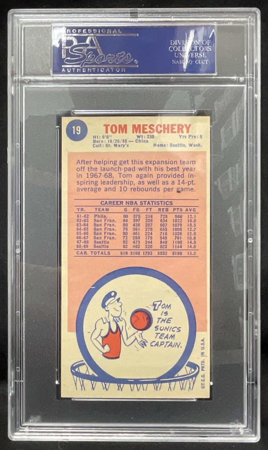 1969-70 Topps #19 Tom Meschery PSA 8