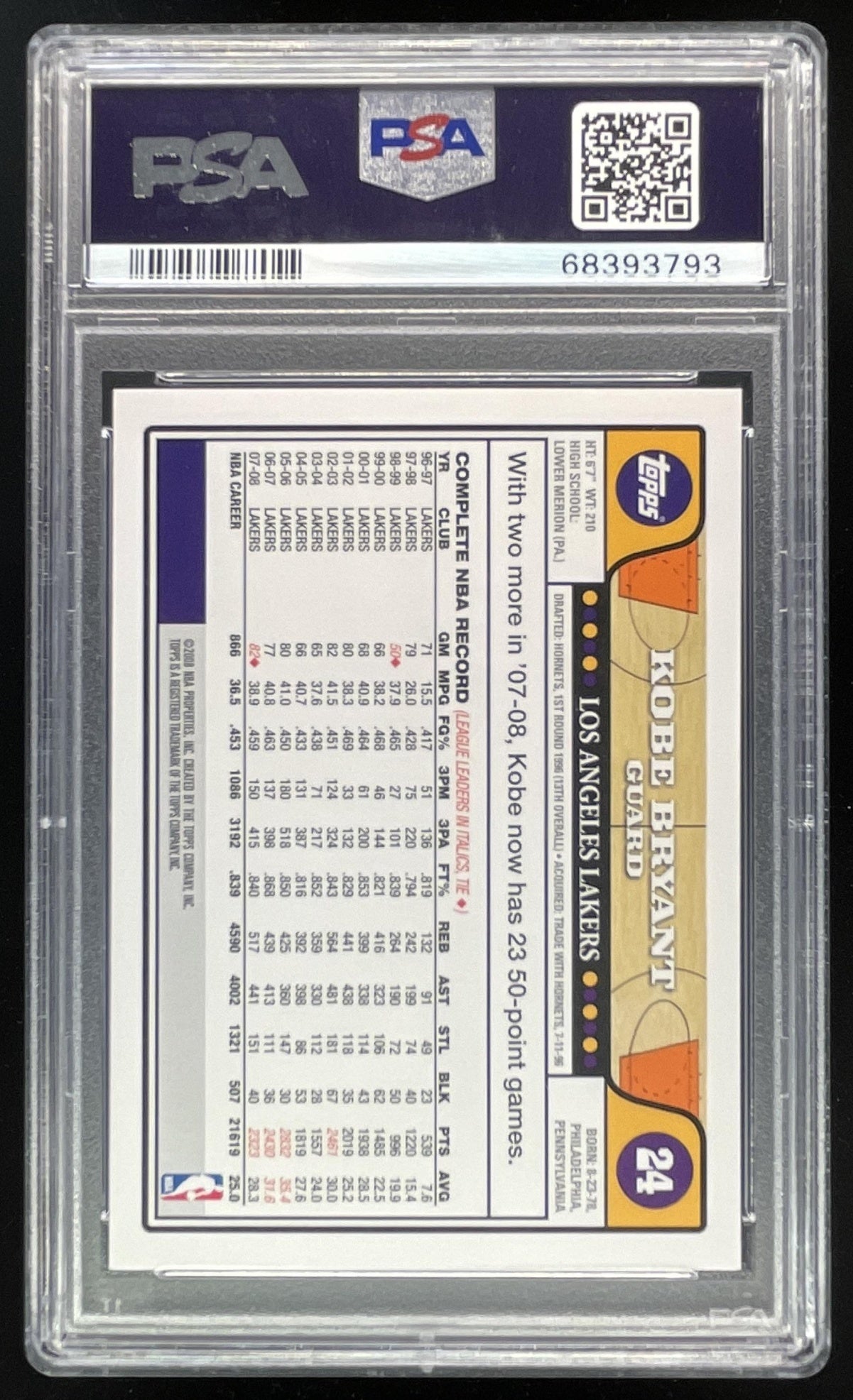 2008-09 Topps #24 Kobe Bryant PSA 10