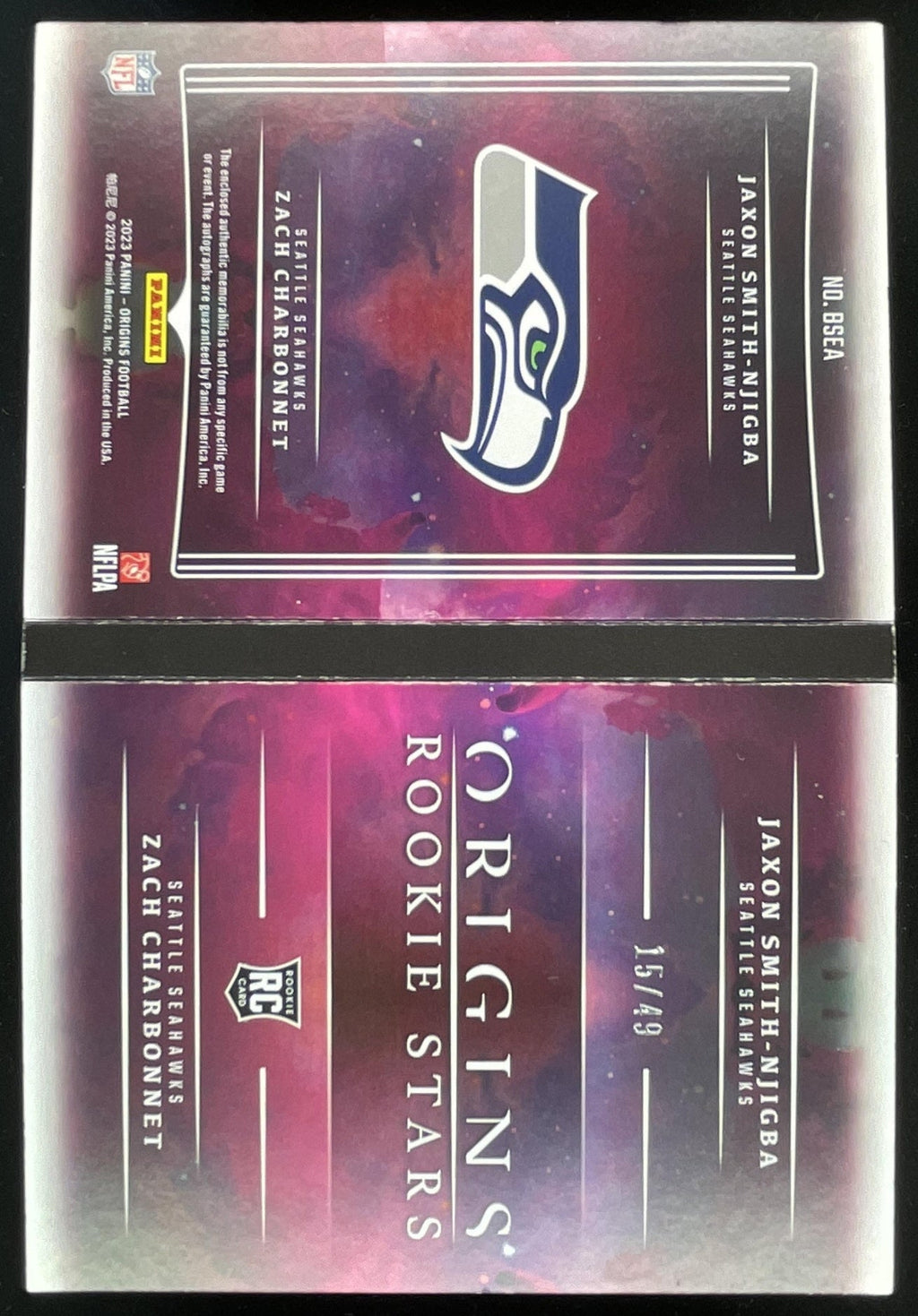 2023 Origins Star Dual Patch Booklet Zach Charbonnet Jaxon Smith-Njigba Auto /49