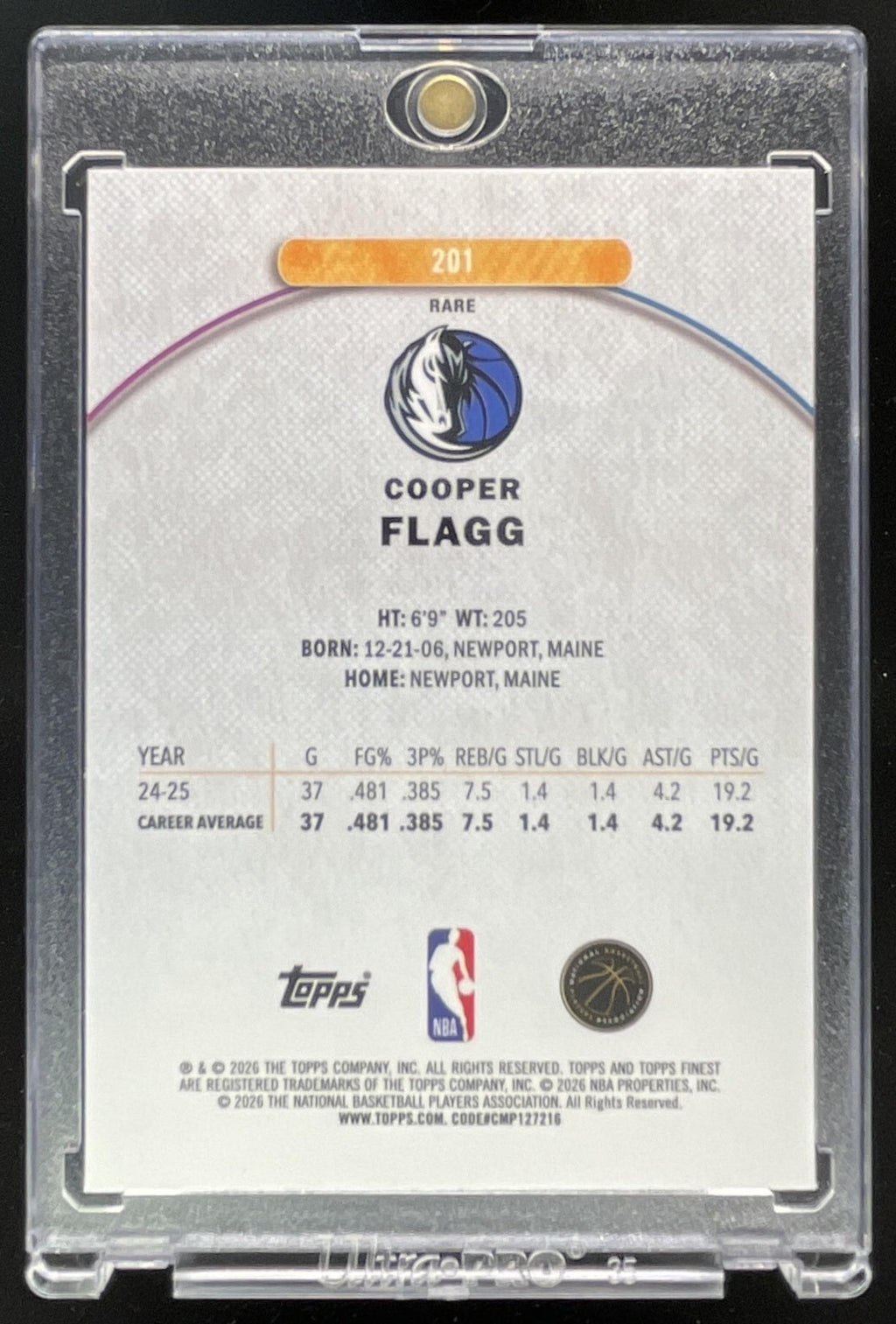 2025-26 Topps Finest Rare X-Fractor #201 Cooper Flagg RC