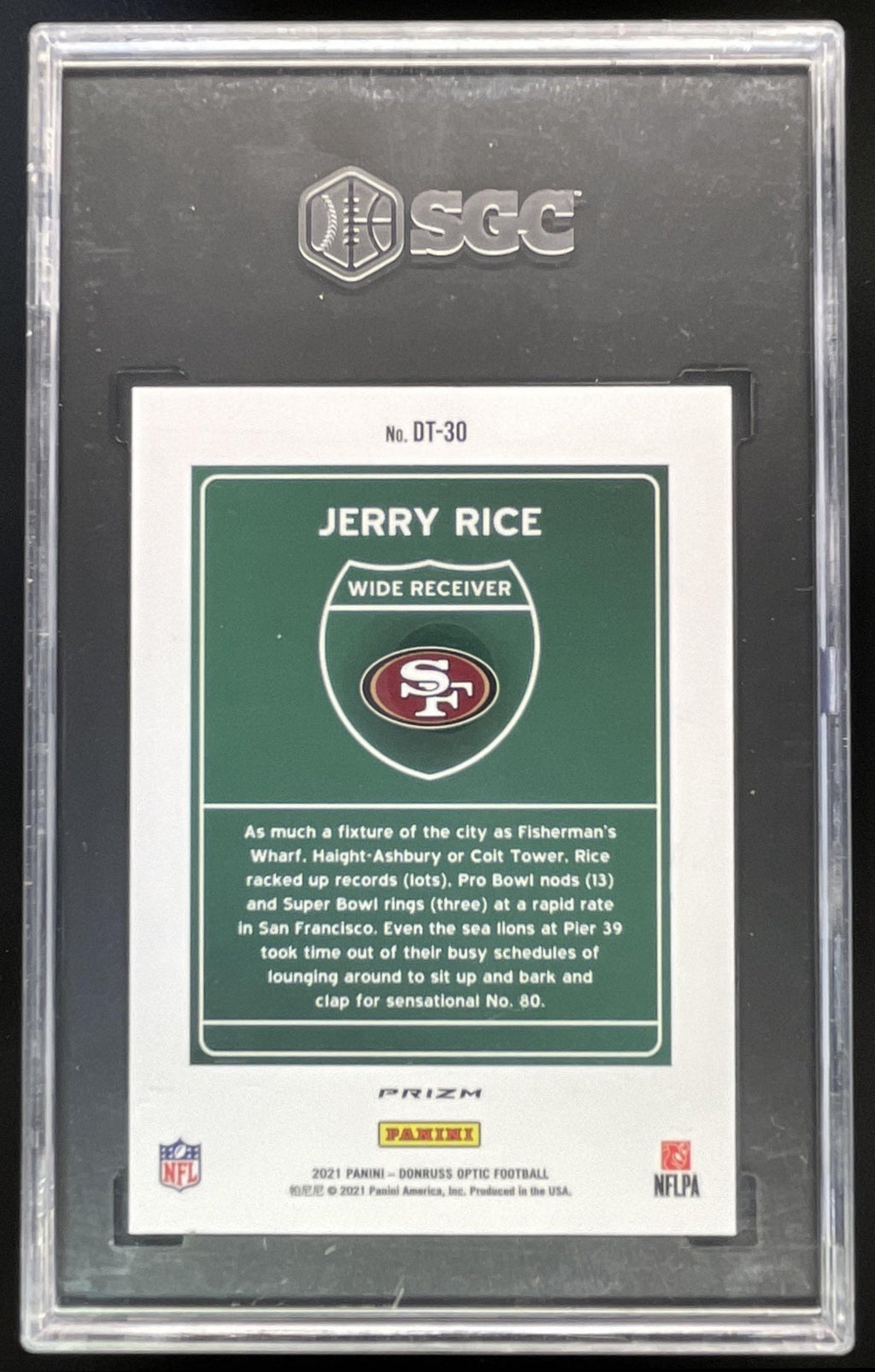 2021 Panini Donruss Optic Downtown! SSP #DT-30 Jerry Rice SGC 9.5