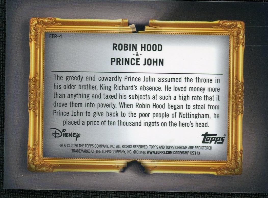 2025 Topps Disney Neon Robin Hood & Prince John Gold /50