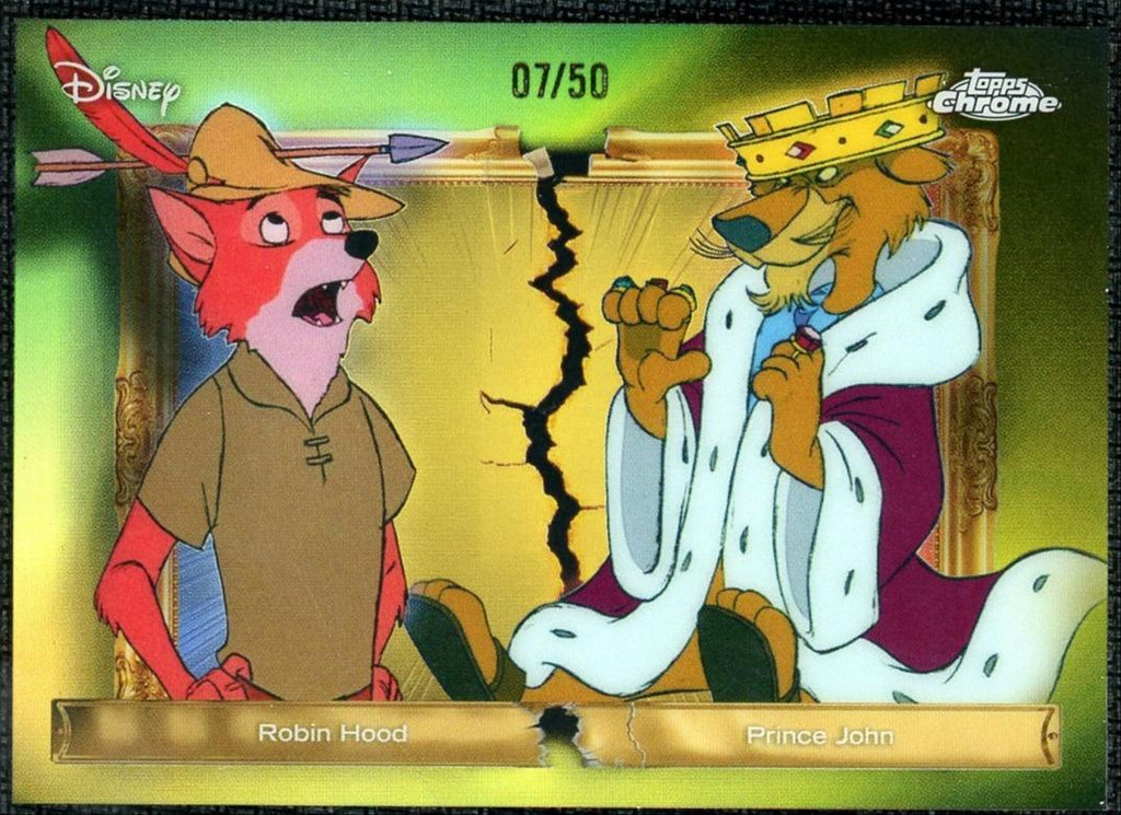 2025 Topps Disney Neon Robin Hood & Prince John Gold /50