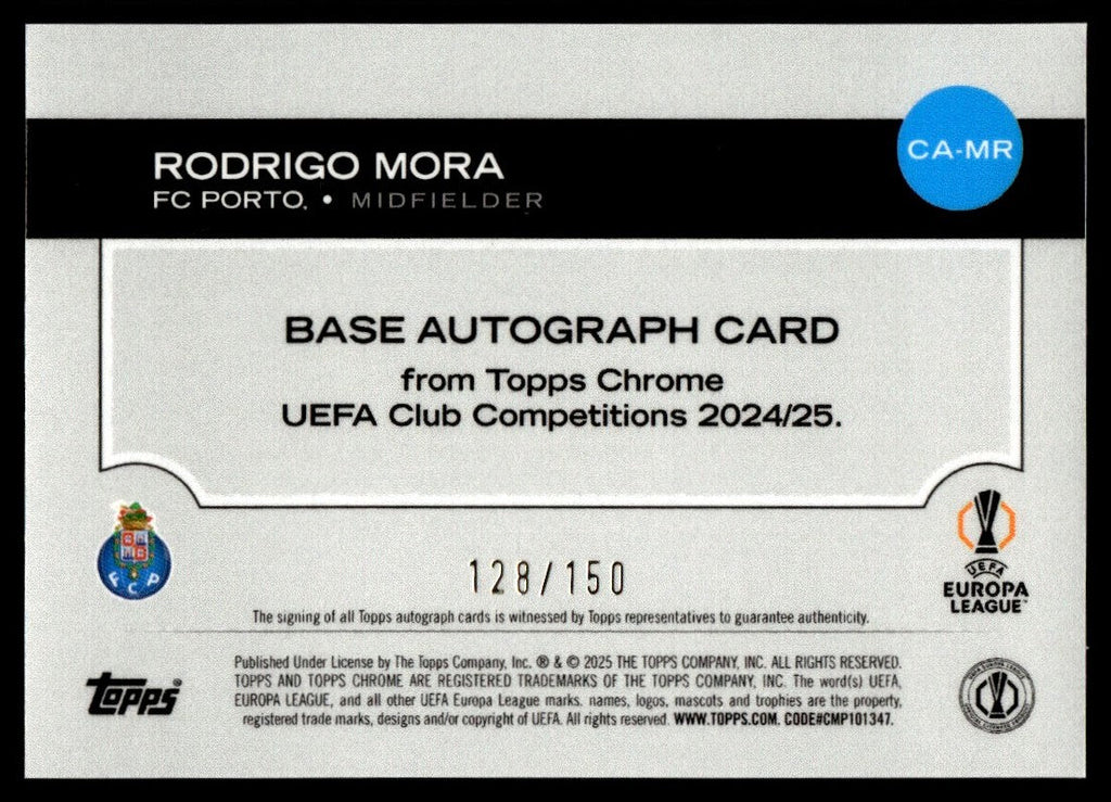 2024 Topps Chrome CA-MR Rodrigo Mora UEFA Club Competitions Rookie /150 FC Porto Auto