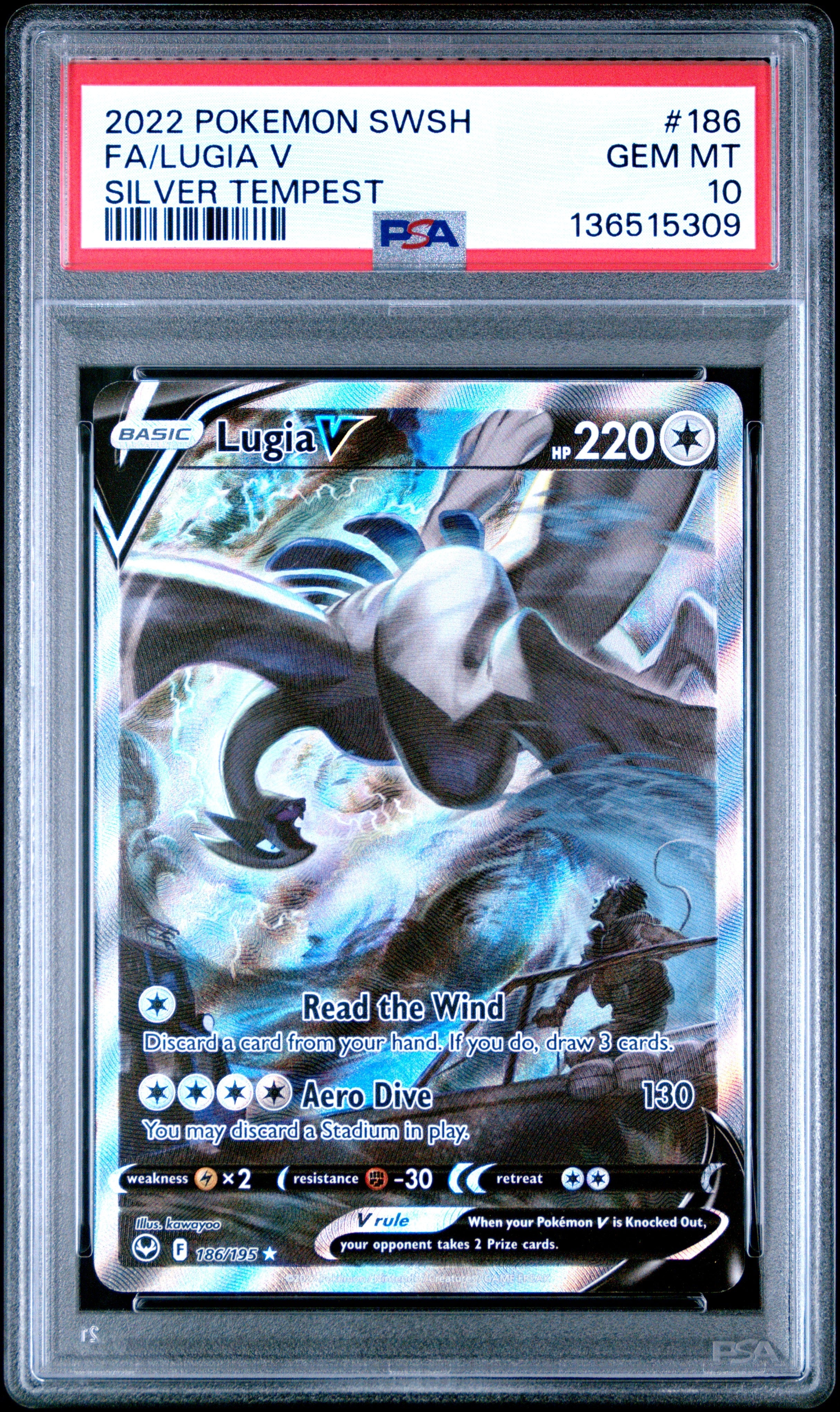 FA/LUGIA V SILVER TEMPEST 2022 POKEMON SWORD & SHIELD SILVER TEMPEST PSA GEM MT 10