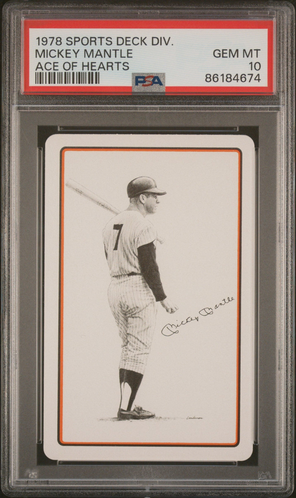1978 Sports Deck Divison Mickey Mantle Ace of Hearts Mickey Mantle PSA 10
