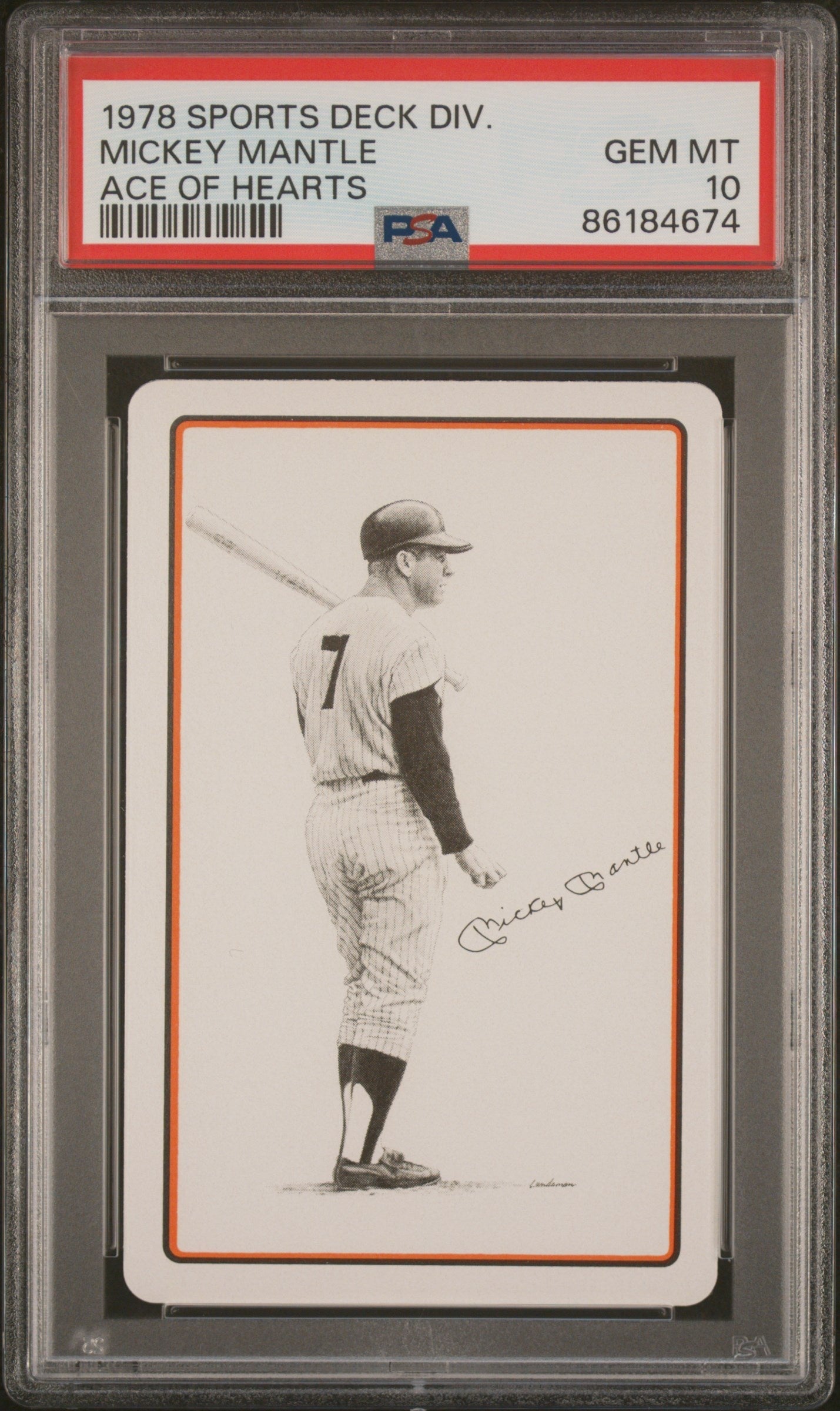 1978 Sports Deck Divison Mickey Mantle Ace of Hearts Mickey Mantle PSA 10