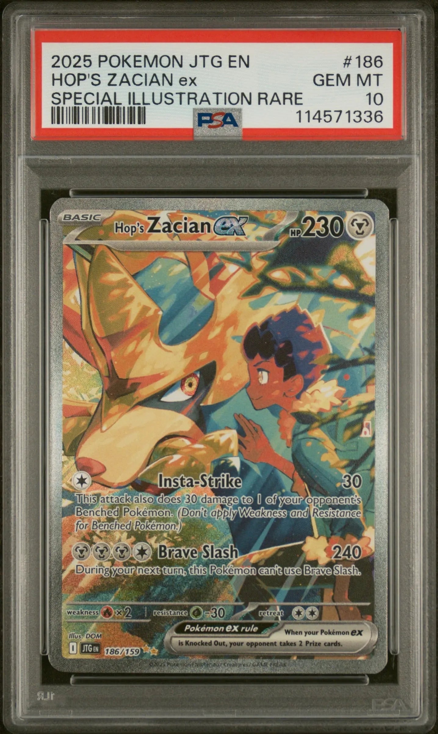 2025 POKEMON JTG EN-JOURNEY TOGETHER #186 HOP'S ZACIAN EX PSA 10