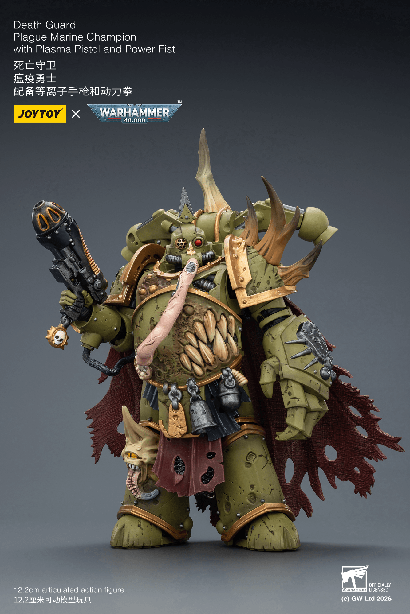 Death Guard Plague Marine Champion with Plasma Pistol and Power Fist