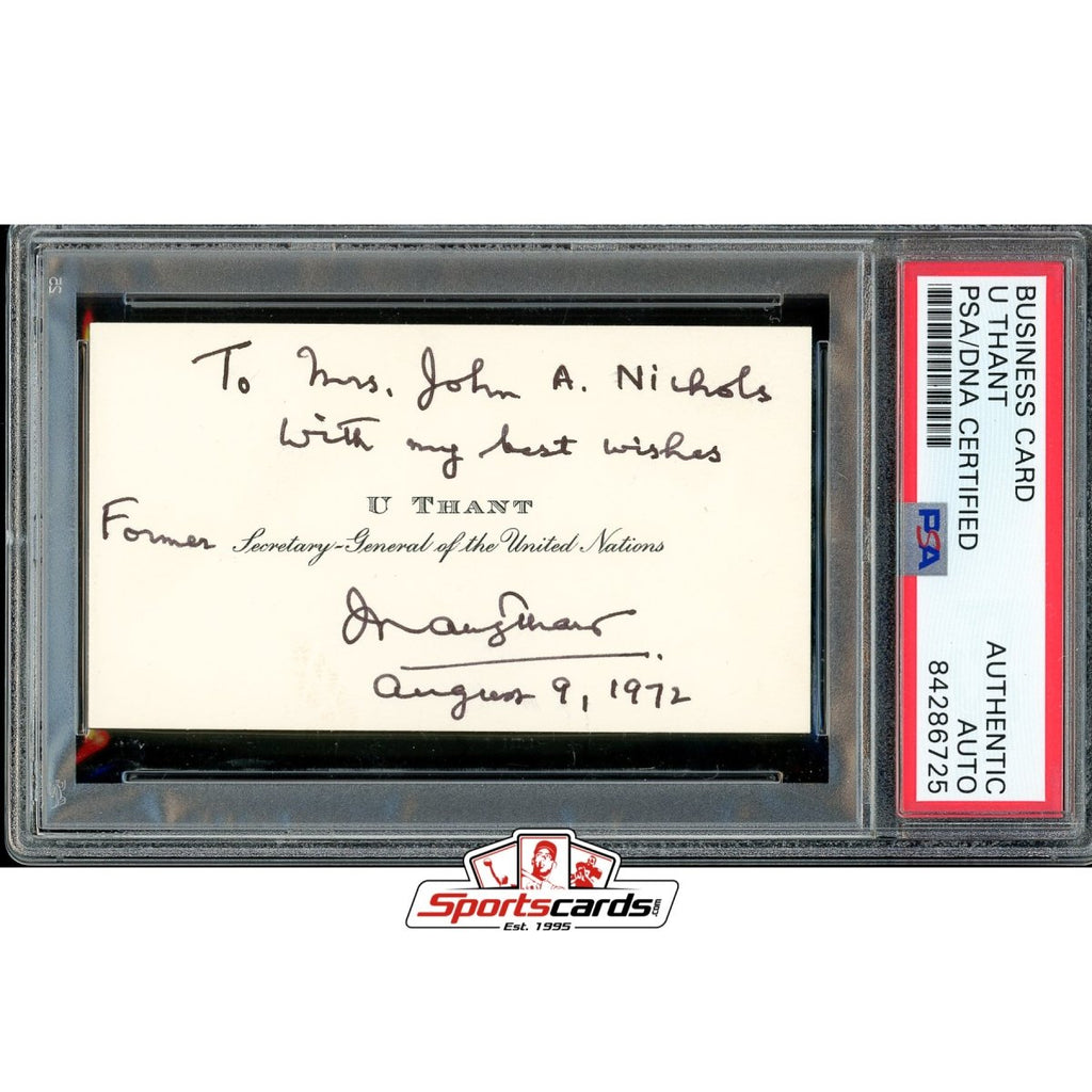 U Thant Signed UN United Nations Business Card Autograph PSA/DNA