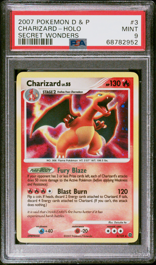 PSA 9 CHARIZARD-HOLO SECRET WONDERS