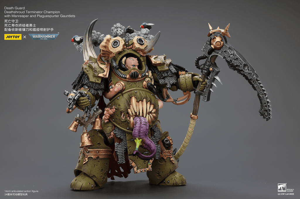 Death Guard Deathshroud Terminator Champion with Manreaper and Plaguespurter Gauntlets