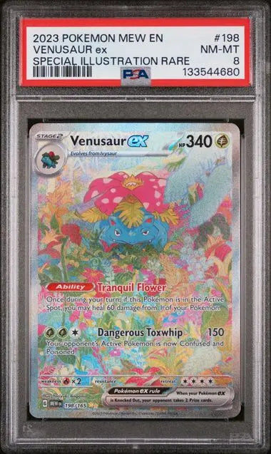 PSA 8 - 2023 POKEMON MEW EN-151 #198 VENUSAUR ex SPECIAL ILLUSTRATION RARE