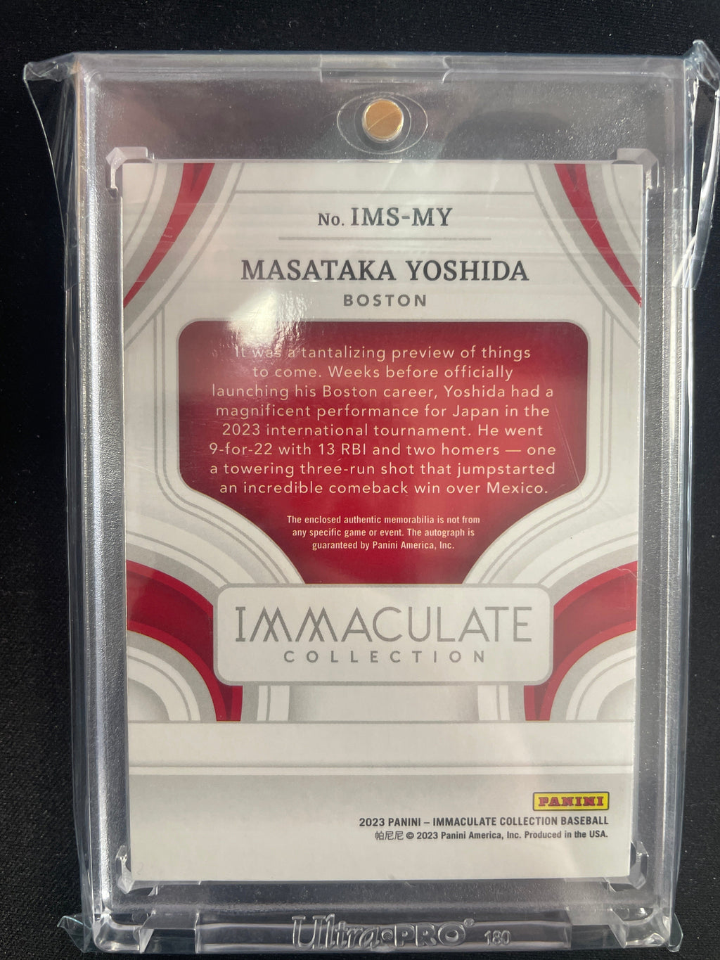 2023 Panini Immaculate Collection Baseball Masataka Yoshida 17/25 #IMS-SR Excellent