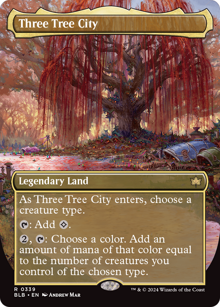 FOIL Three Tree City (Borderless) (0339) (BLB-339) - Bloomburrow - Magic The Gathering