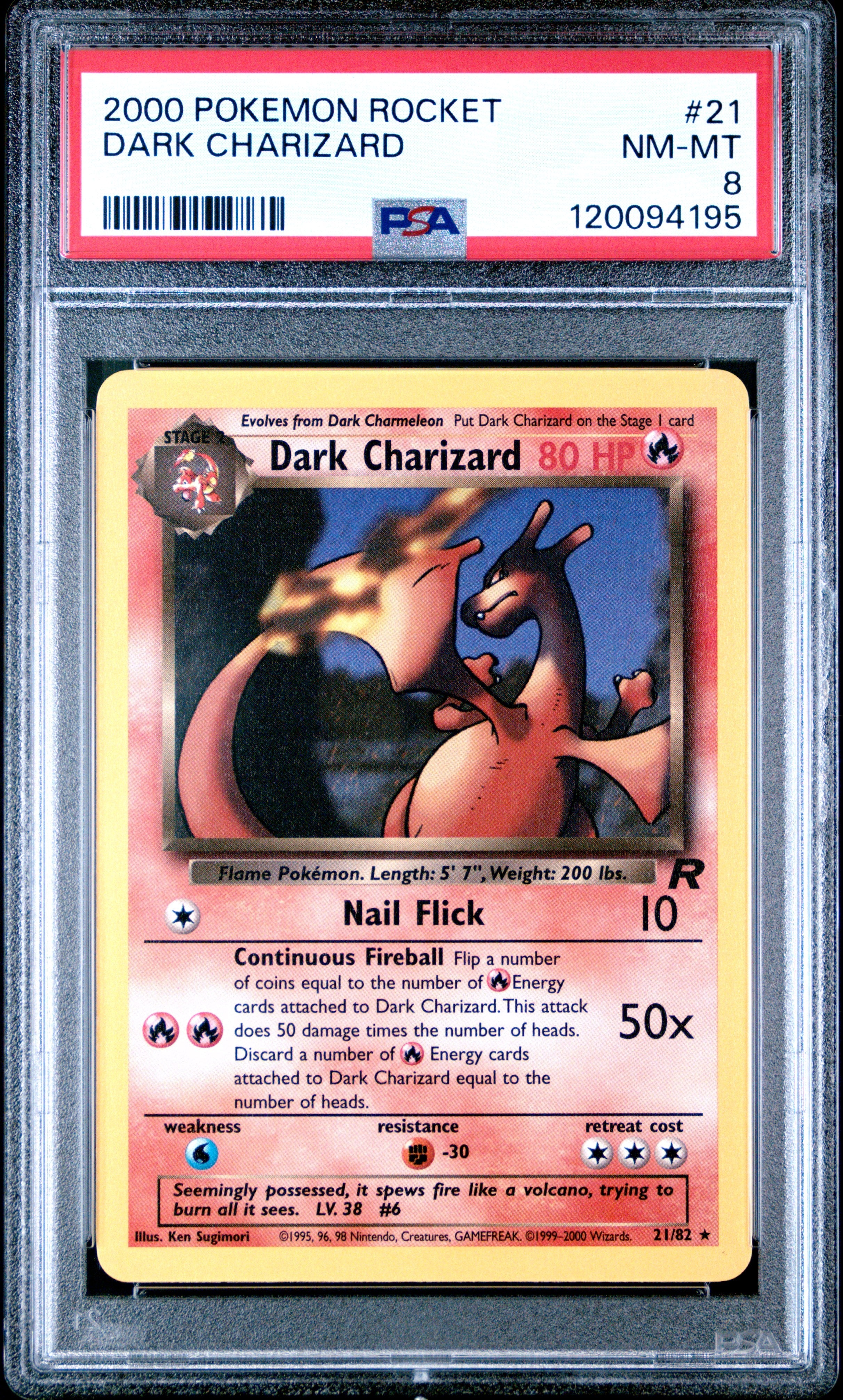 DARK CHARIZARD 2000 POKEMON ROCKET PSA NM-MT 8