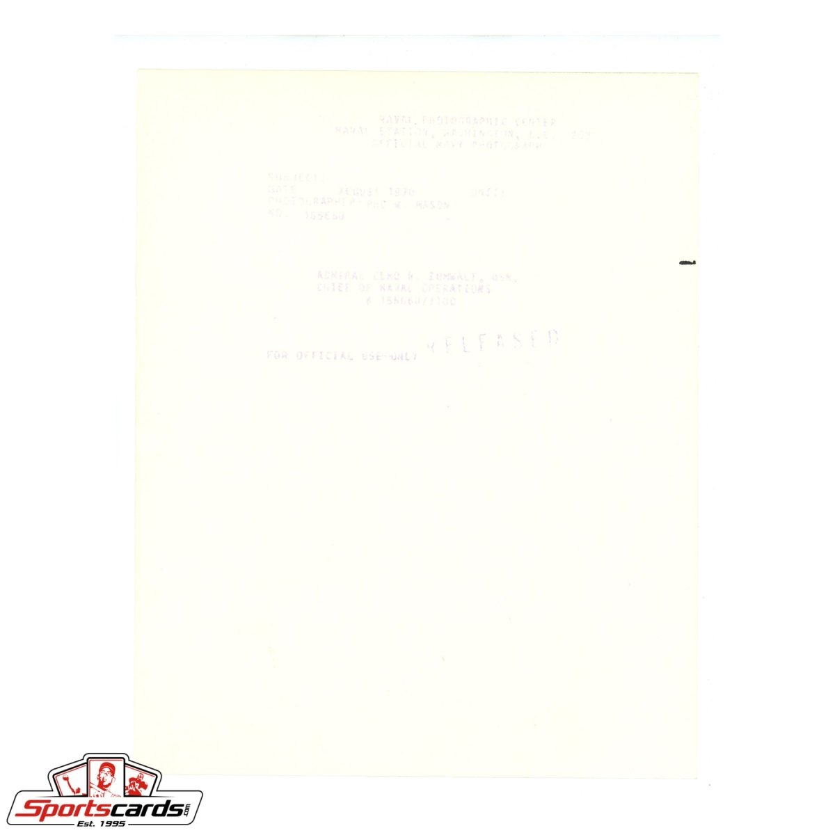 Navy Admiral Elmo Zumwalt Signed Auto Photograph Beckett BAS Authentication