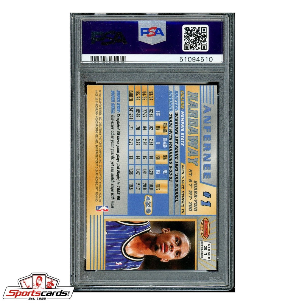 1996-97 Bowman's Best Atomic Refractor #31 Anfernee Hardaway PSA Gem Mint 10