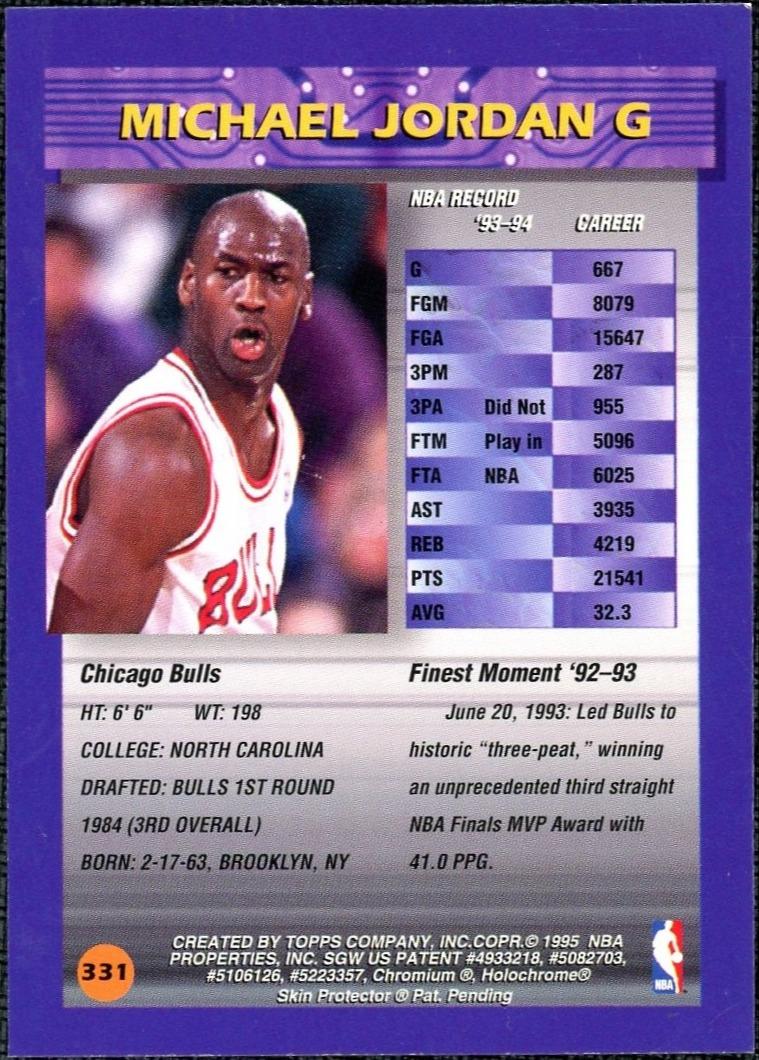 1995 Finest 331 Michael Jordan With Coating