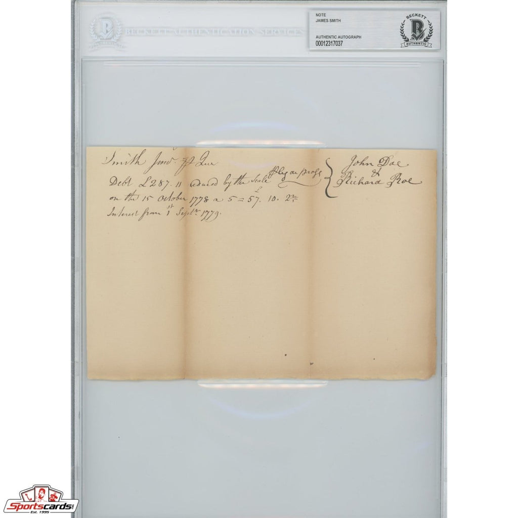 James Smith Signed Document Founding Father Declaration of Independence Signer