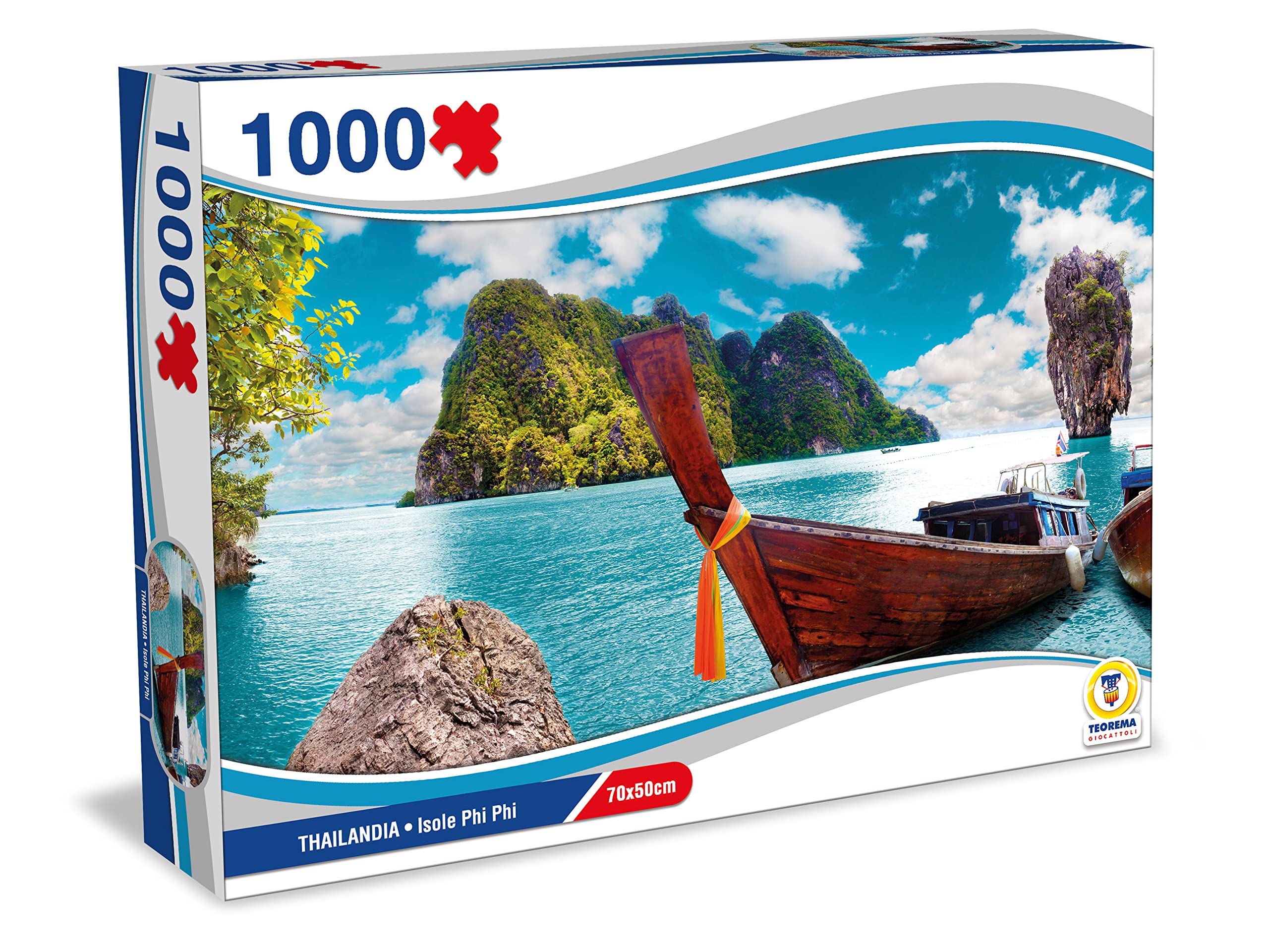 Teorema Giocattoli - Jigsaw Thailand, Phi Islands, 1000 Pieces 70 x 50 cm, Thailand1, Multicoloured, 67038